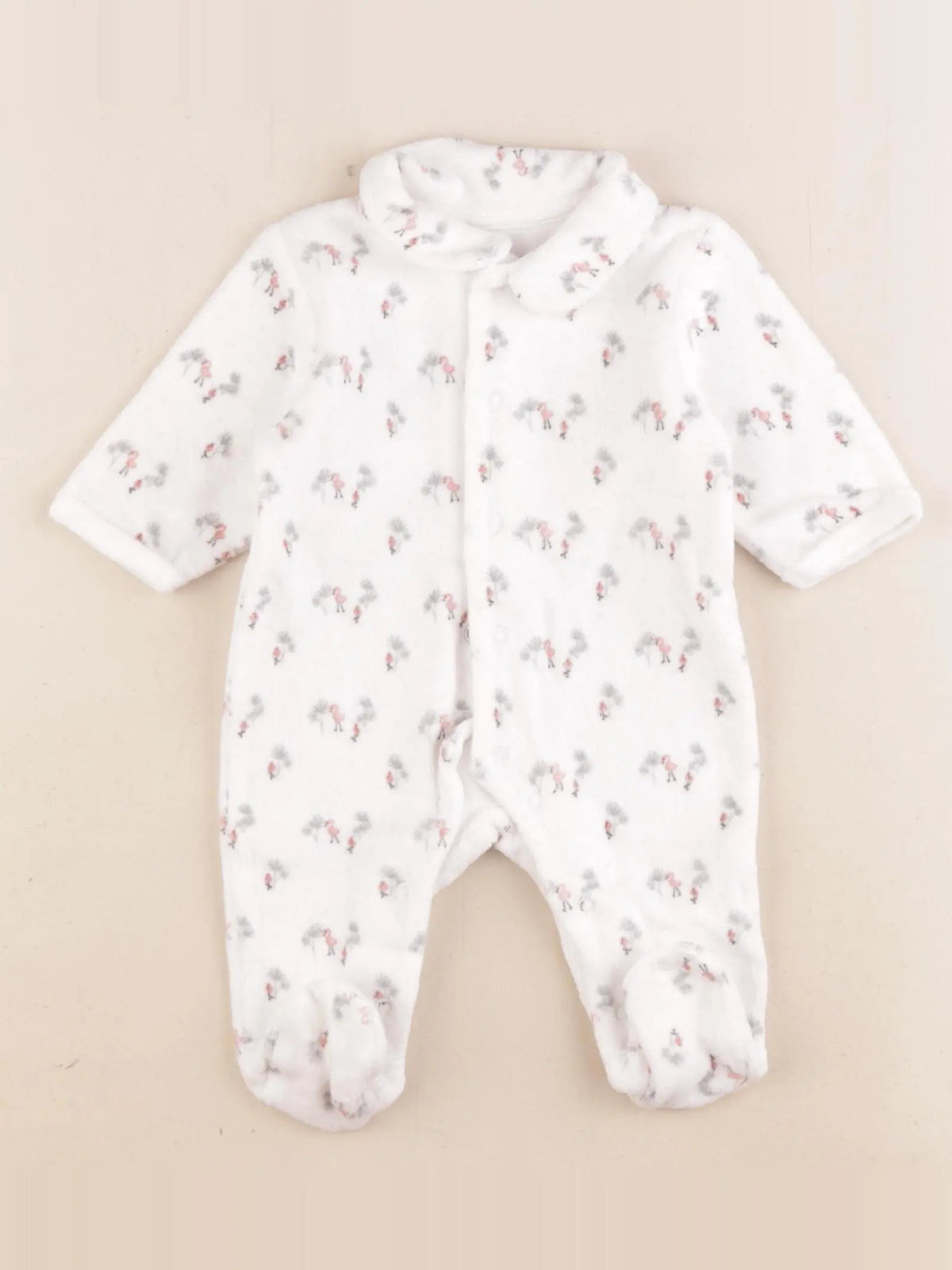 Vertbaudet - pyjama velours blanc - 1 mois