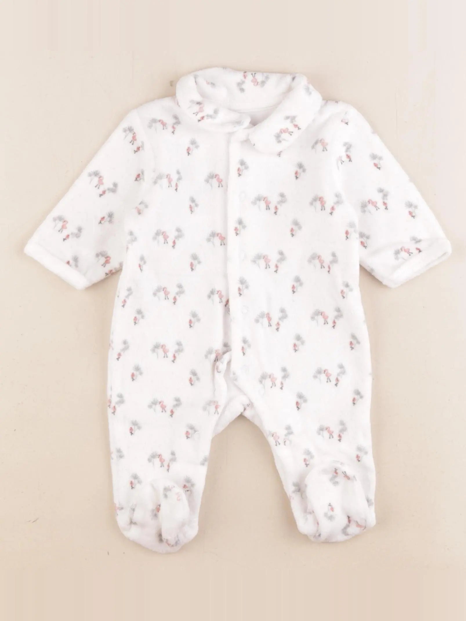Vertbaudet - pyjama velours blanc - 1 mois