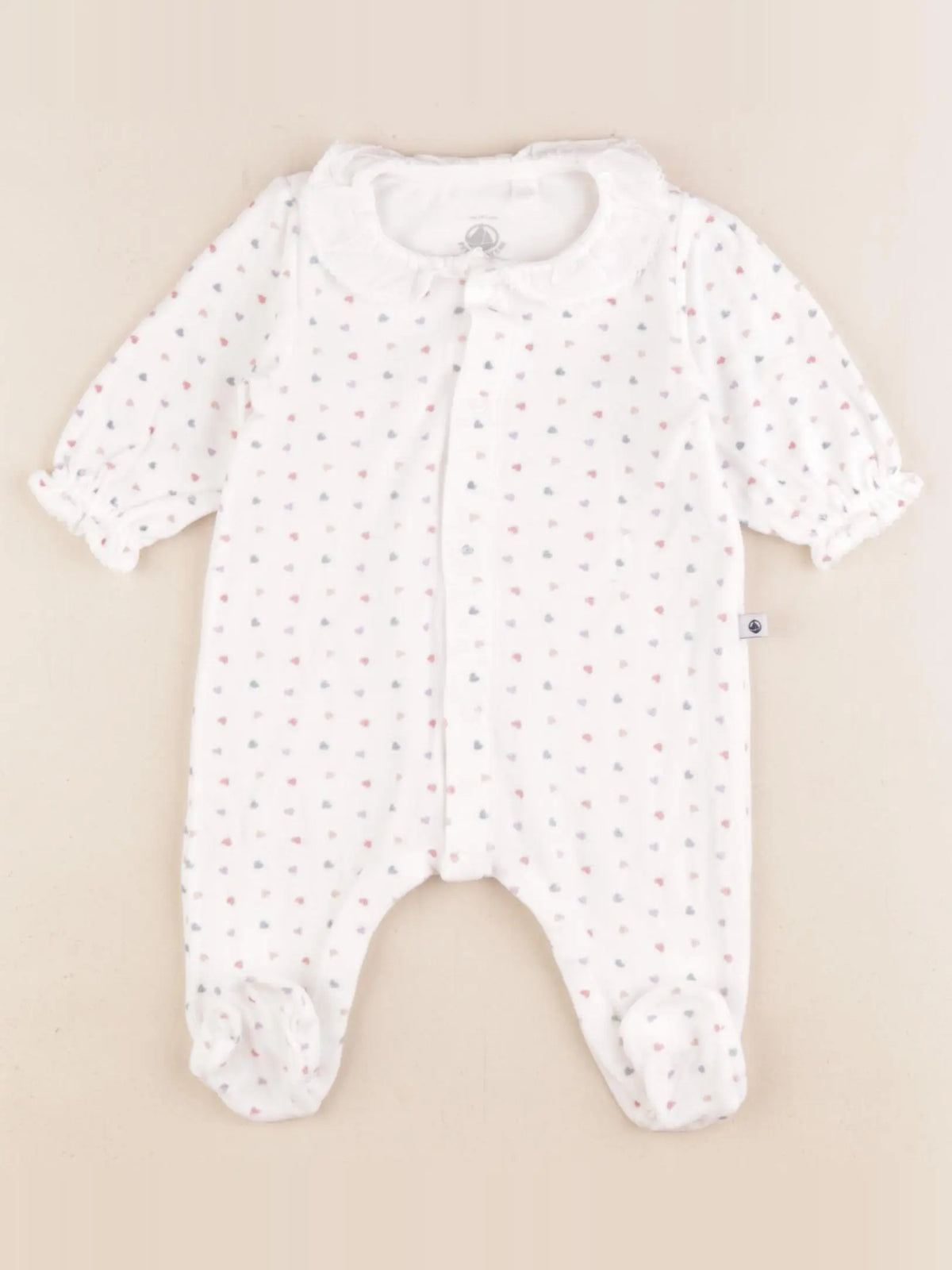 Petit Bateau - pyjama velours blanc - 1 mois