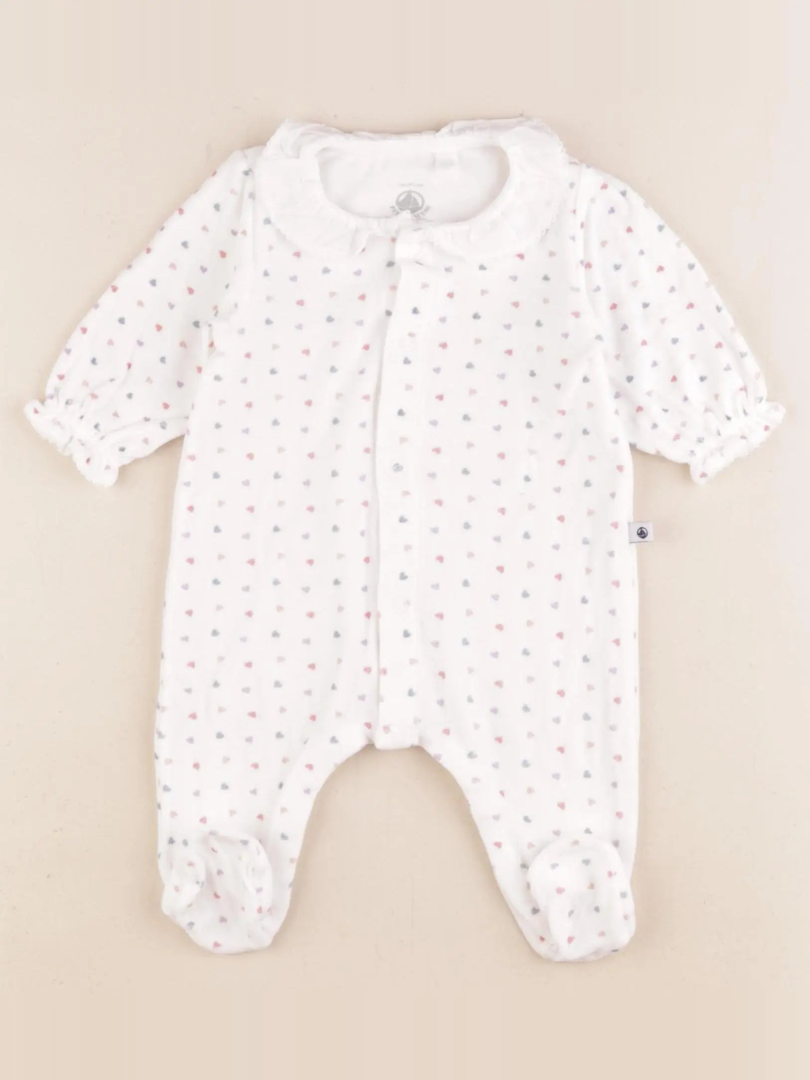 Petit Bateau - pyjama velours blanc - 1 mois