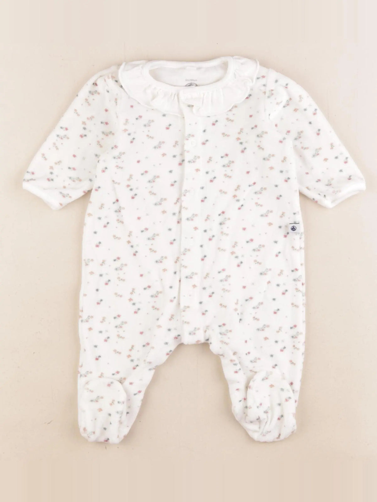 Petit Bateau - pyjama velours blanc - 3 mois