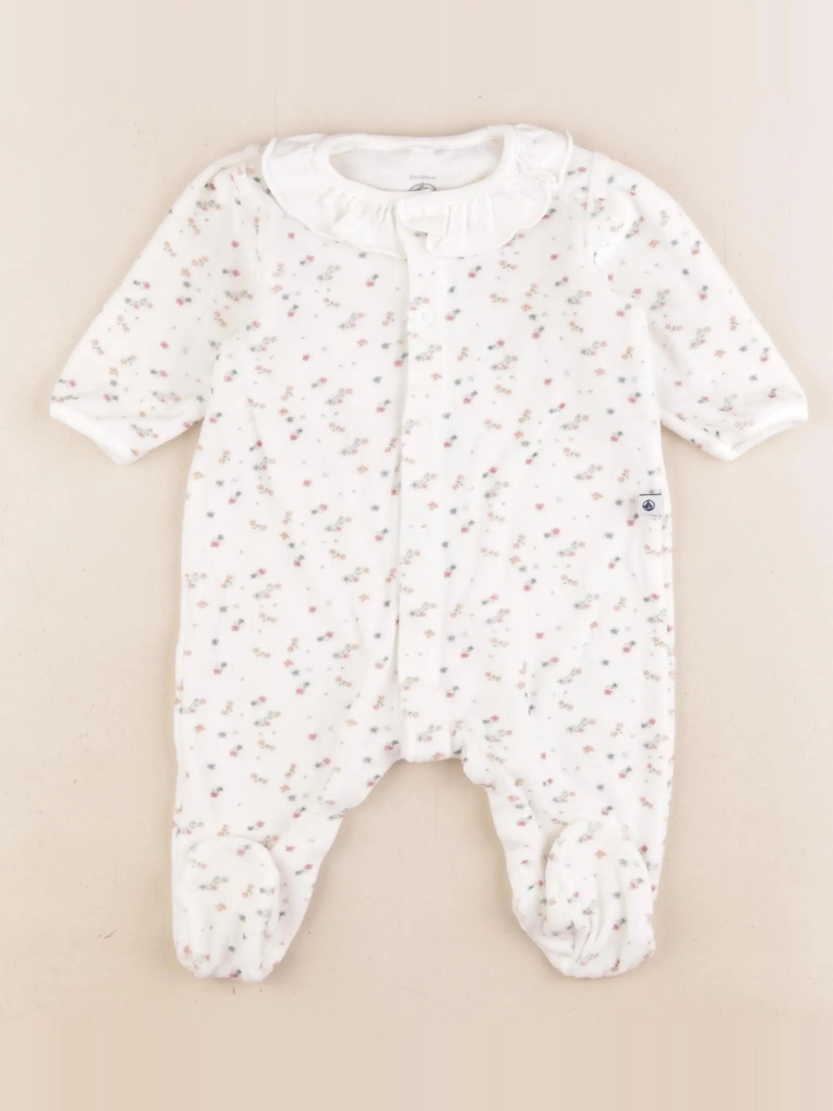 Petit Bateau - pyjama velours blanc - 3 mois