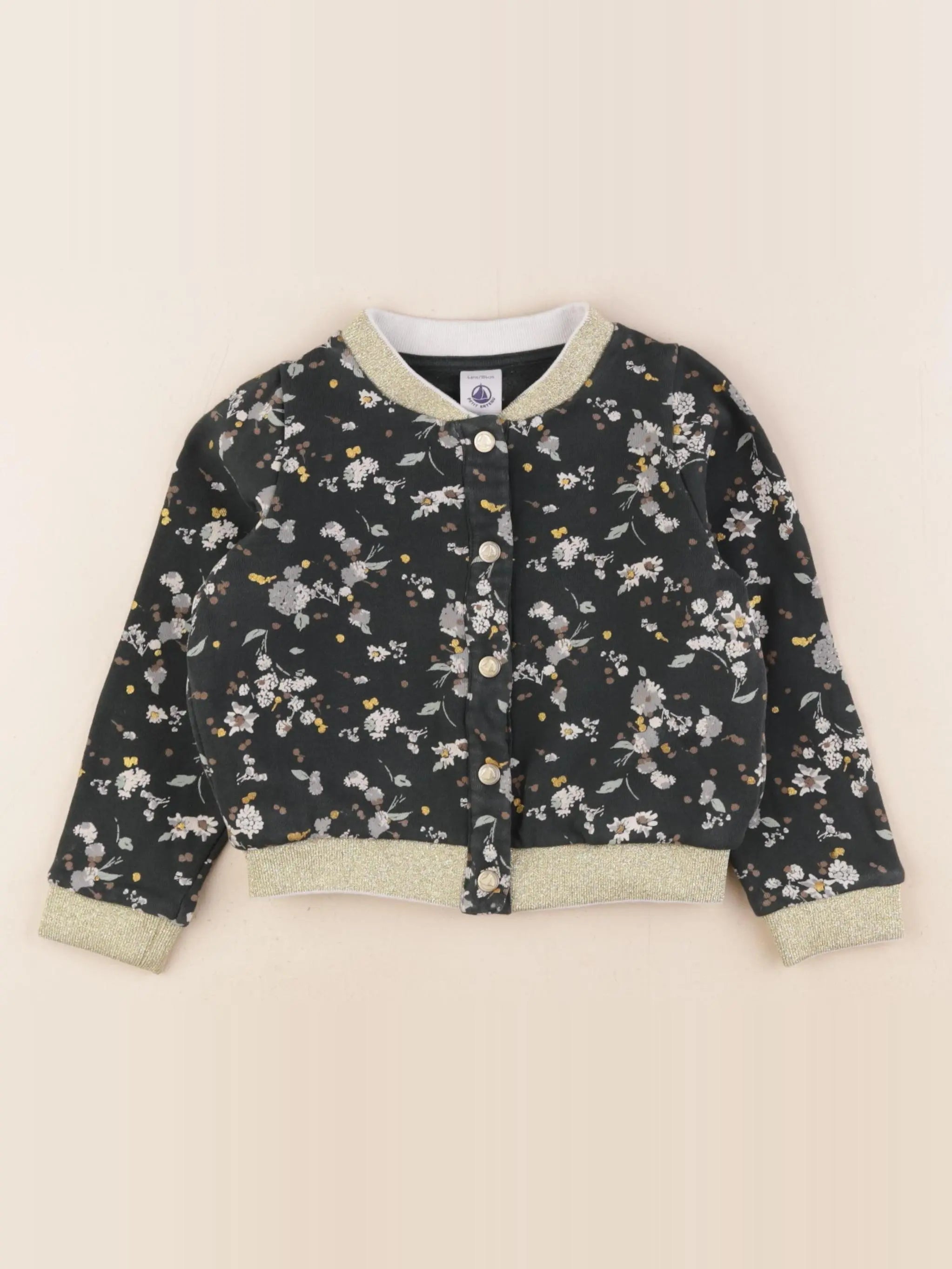 Petit Bateau - sweat vert, or - 4 ans