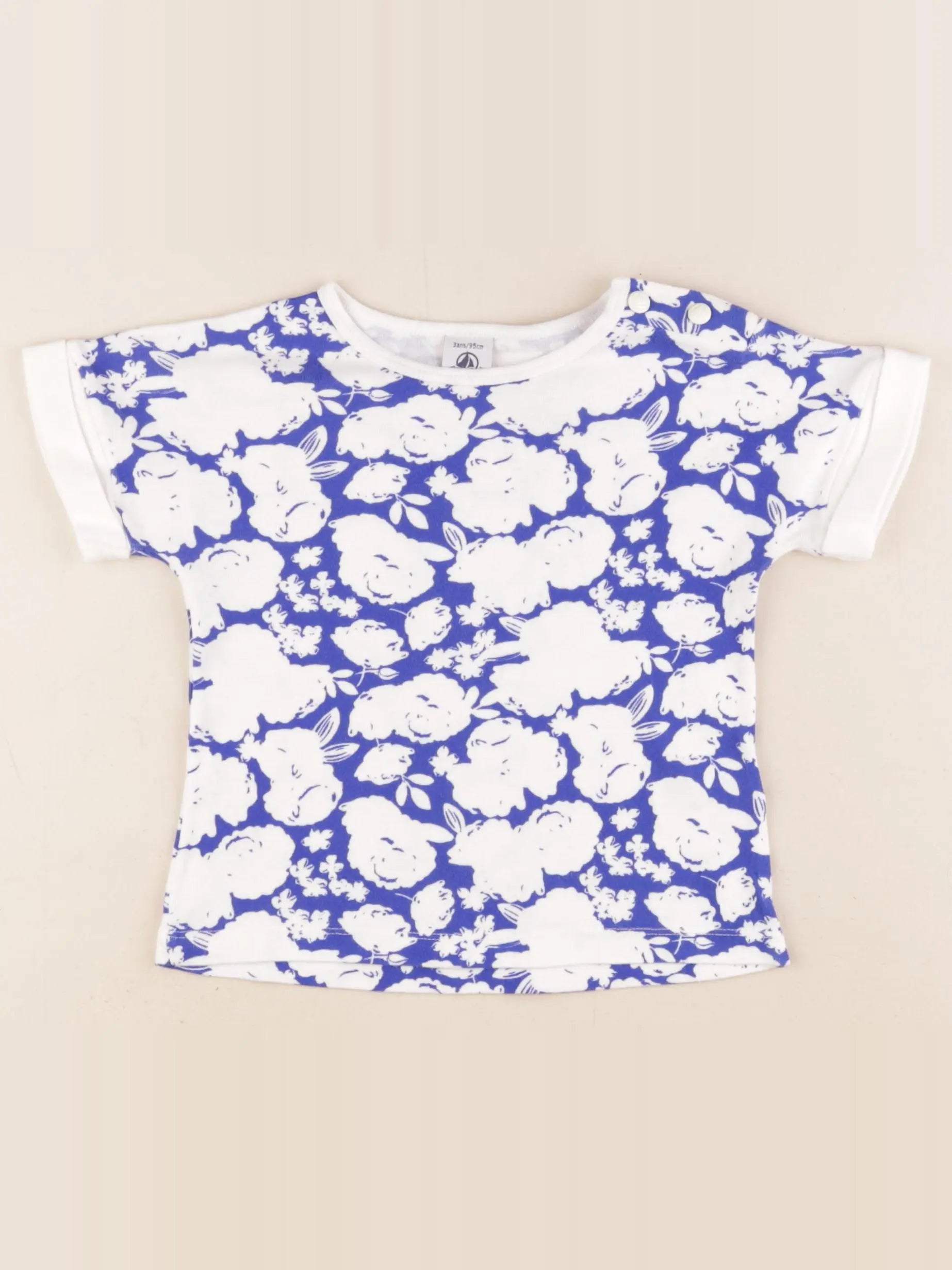 Petit Bateau - tee-shirt blanc, bleu - 3 ans