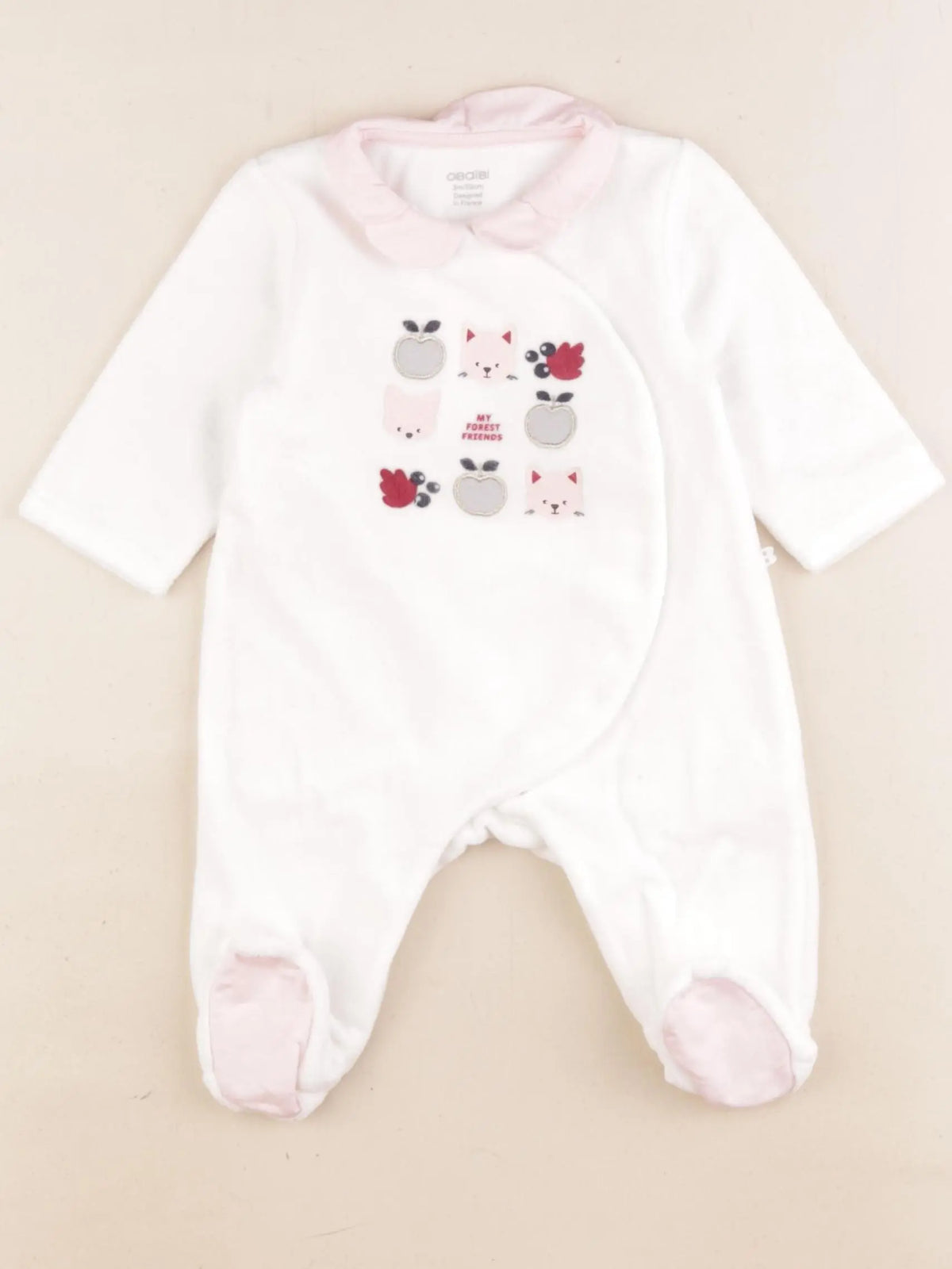 Obaïbi - pyjama velours blanc - 3 mois
