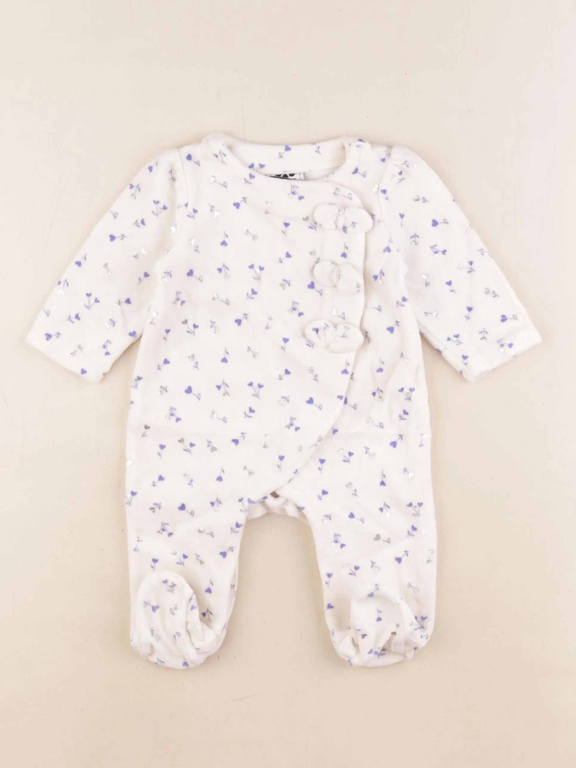 Tape à l'oeil - pyjama velours beige, bleu - 3 mois