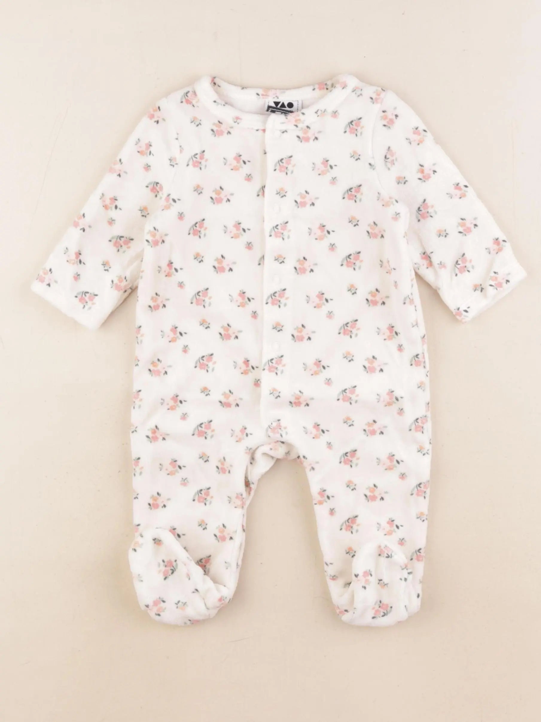Tape à l'oeil - pyjama velours beige, rose - 3 mois