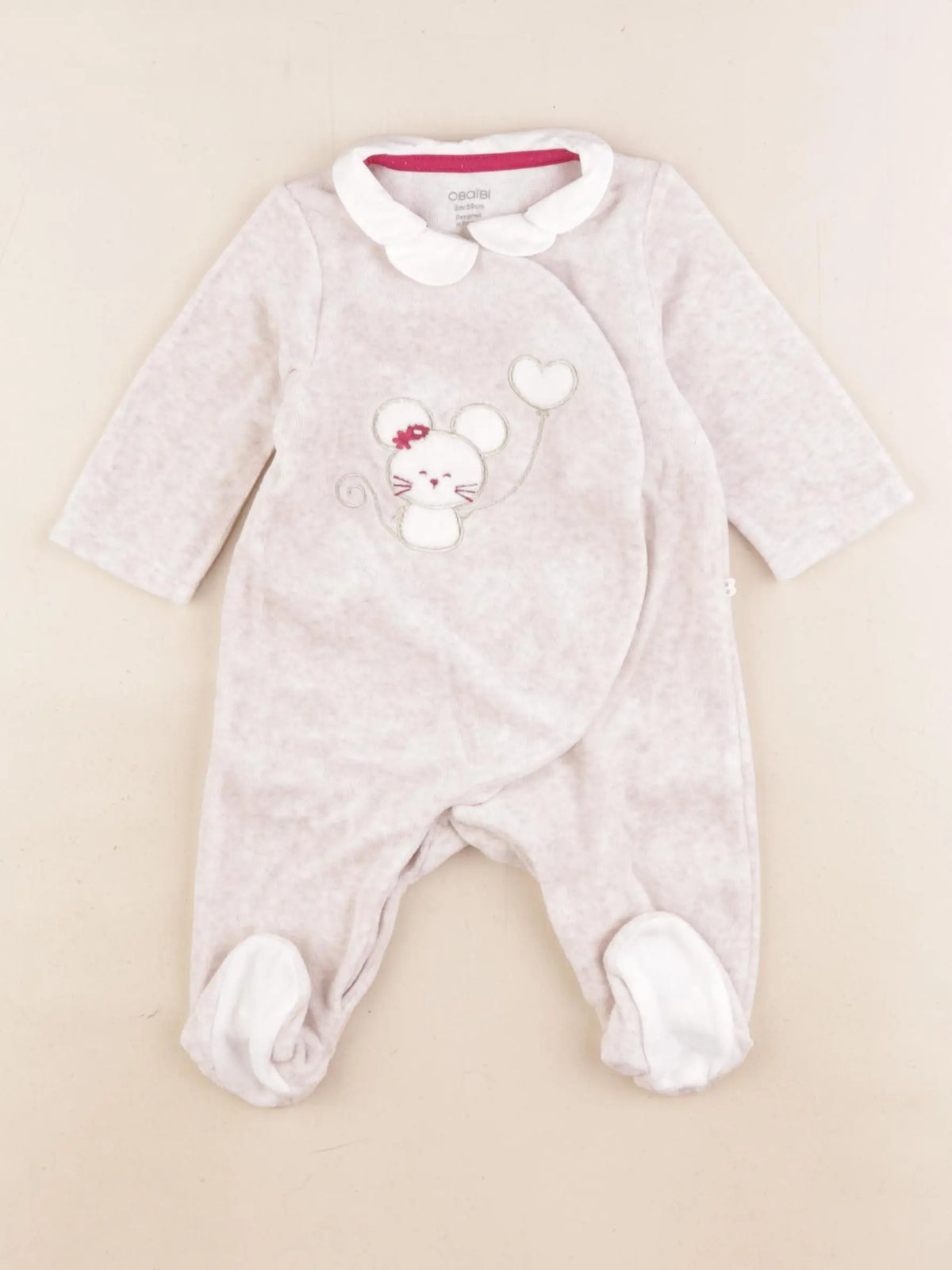 Obaïbi - pyjama velours marron - 3 mois