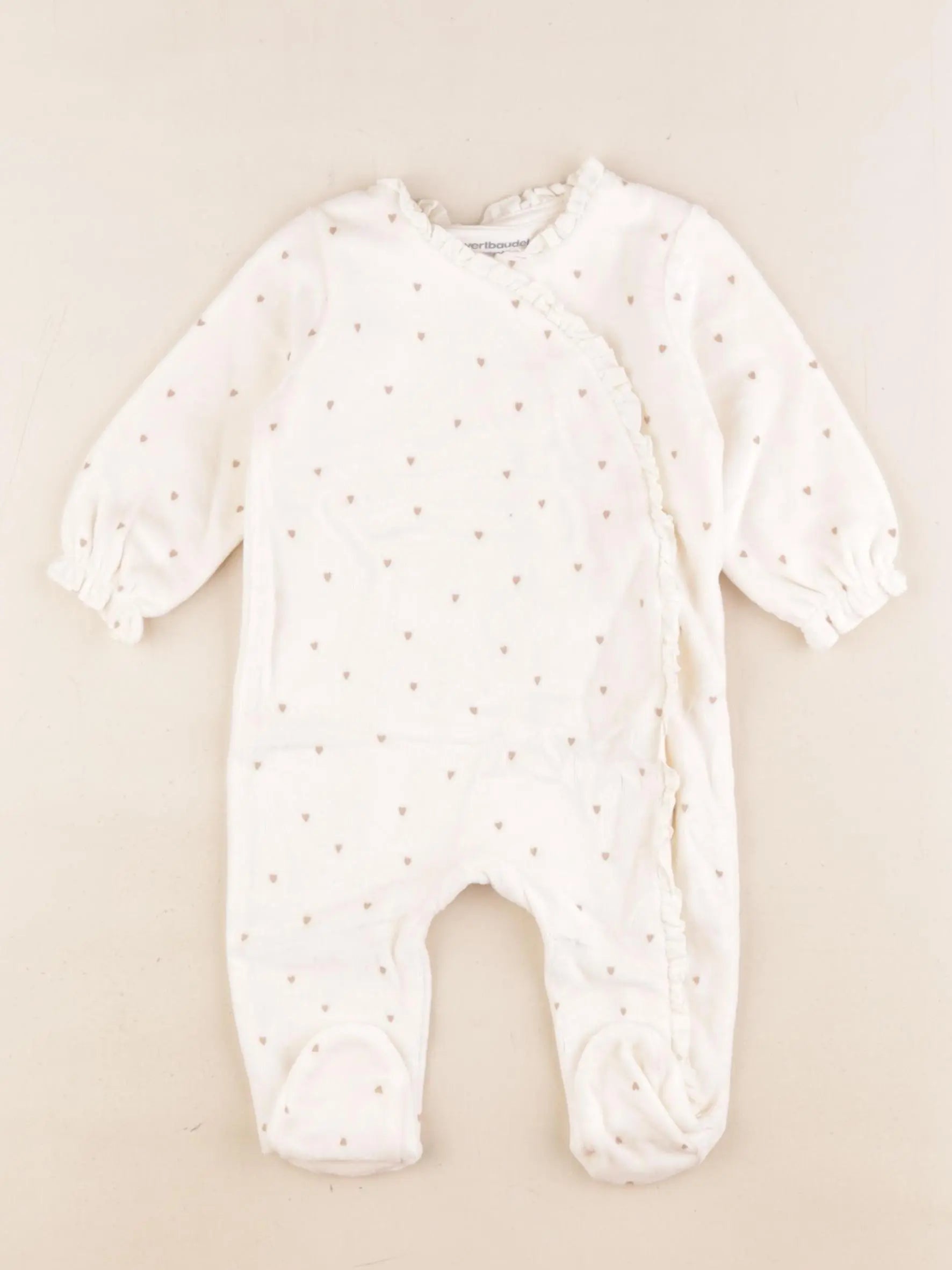 Vertbaudet - pyjama velours beige - 3 mois