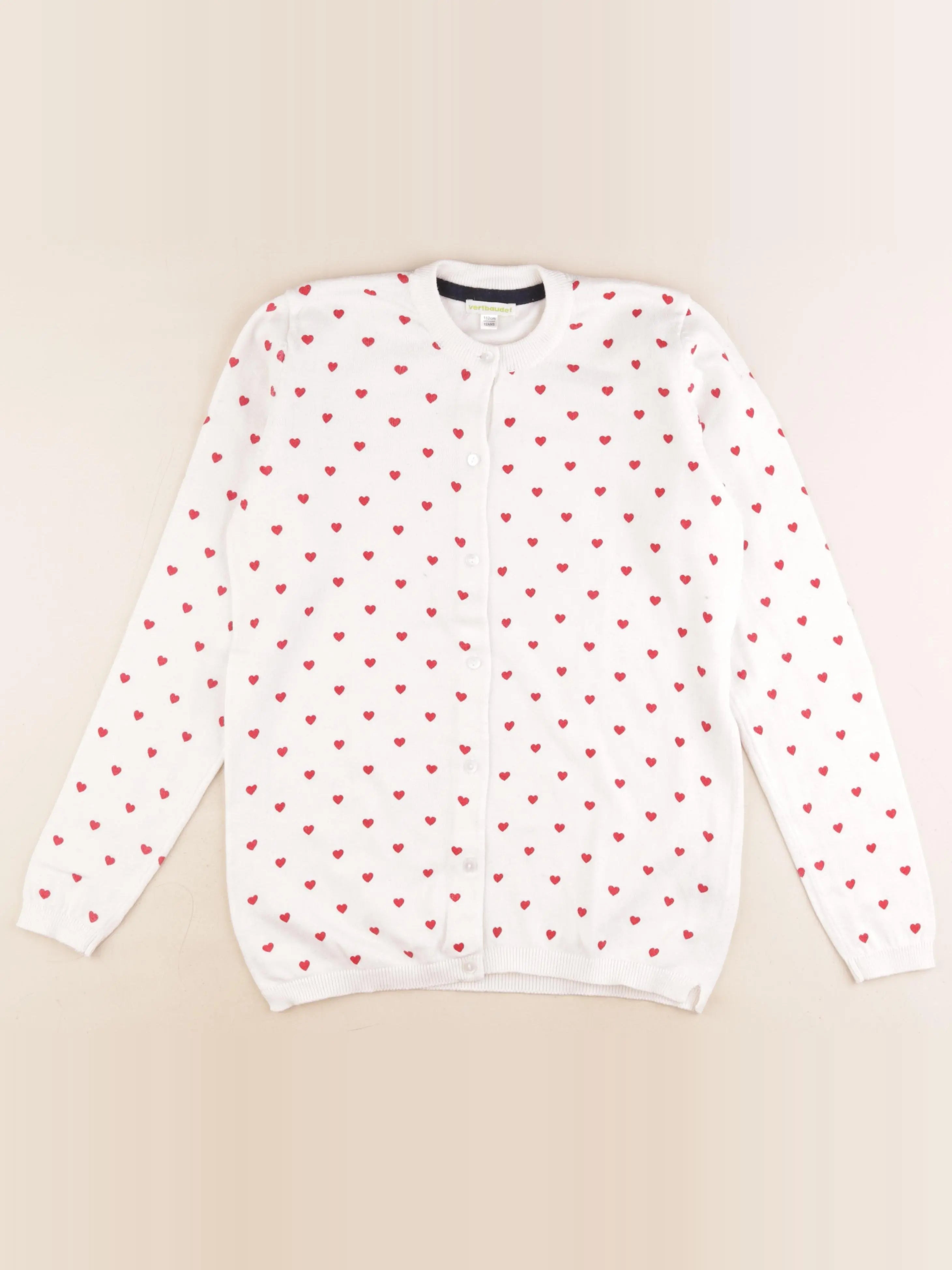 Vertbaudet - gilet blanc, rouge - 12 ans