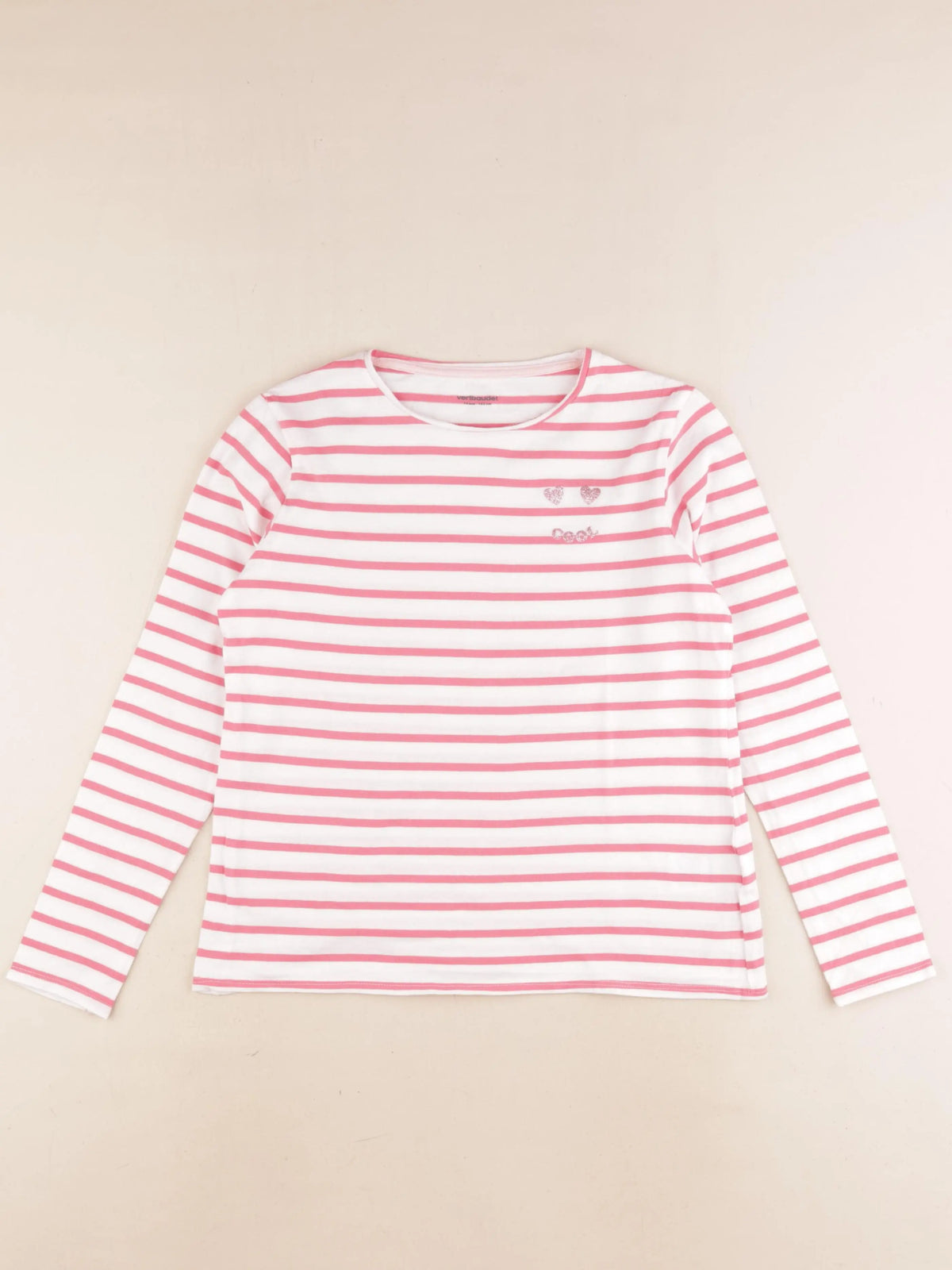 Vertbaudet - tee-shirt blanc, rose - 12 ans