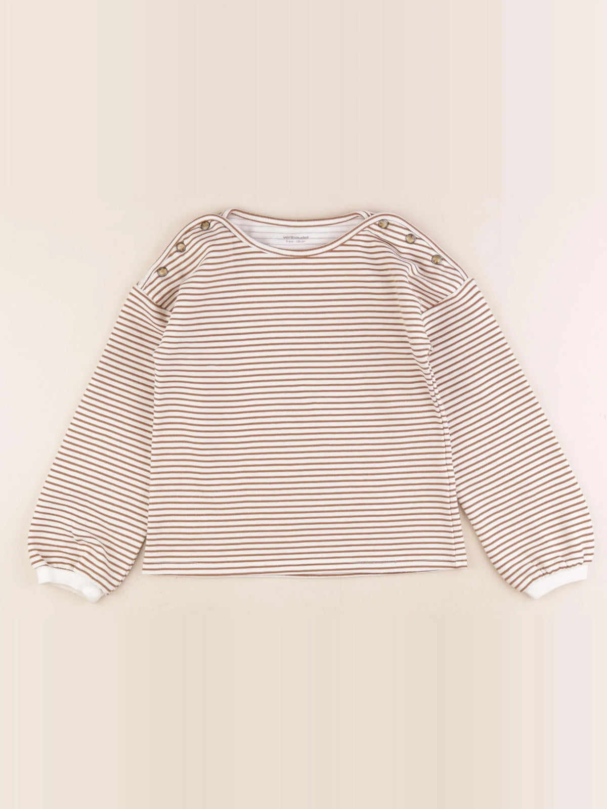 Vertbaudet - sweat blanc, marron - 8 ans