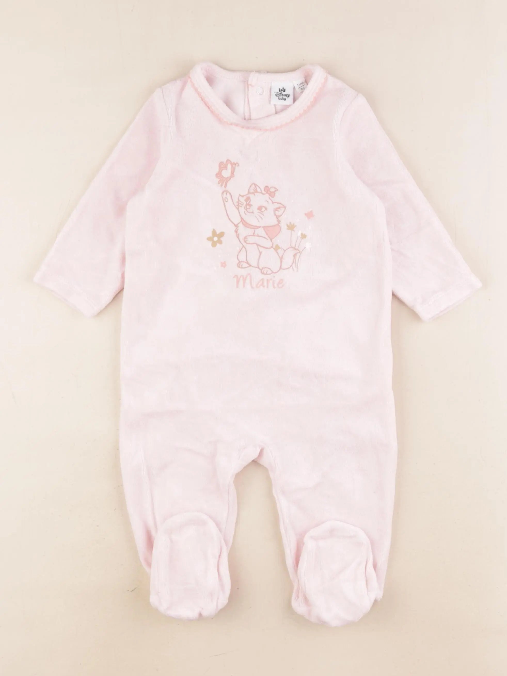 Vertbaudet - pyjama velours rose - 9 mois