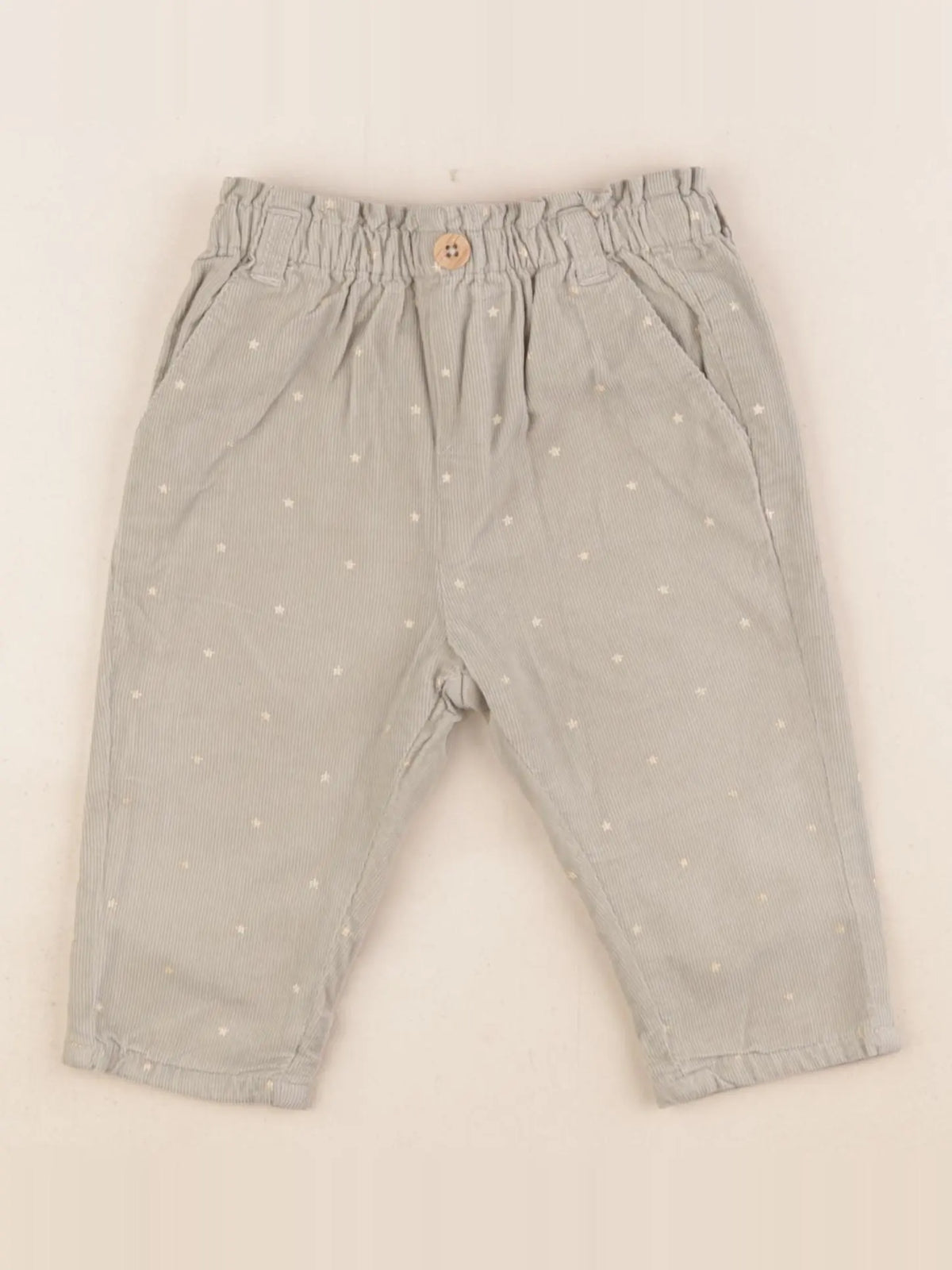 Vertbaudet - pantalon vert, or - 9 mois