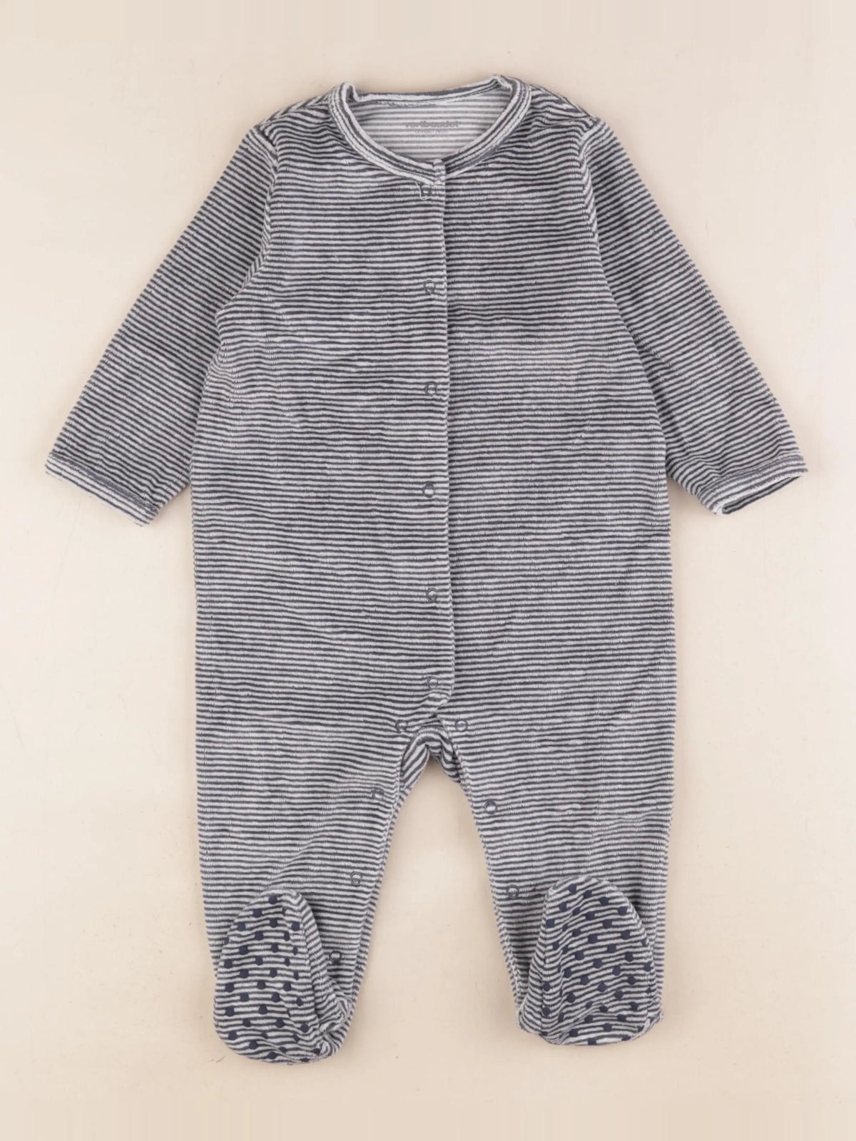 Vertbaudet - pyjama velours bleu - 12 mois