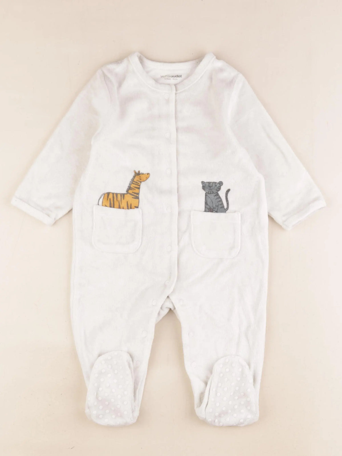 Vertbaudet - pyjama velours blanc - 12 mois