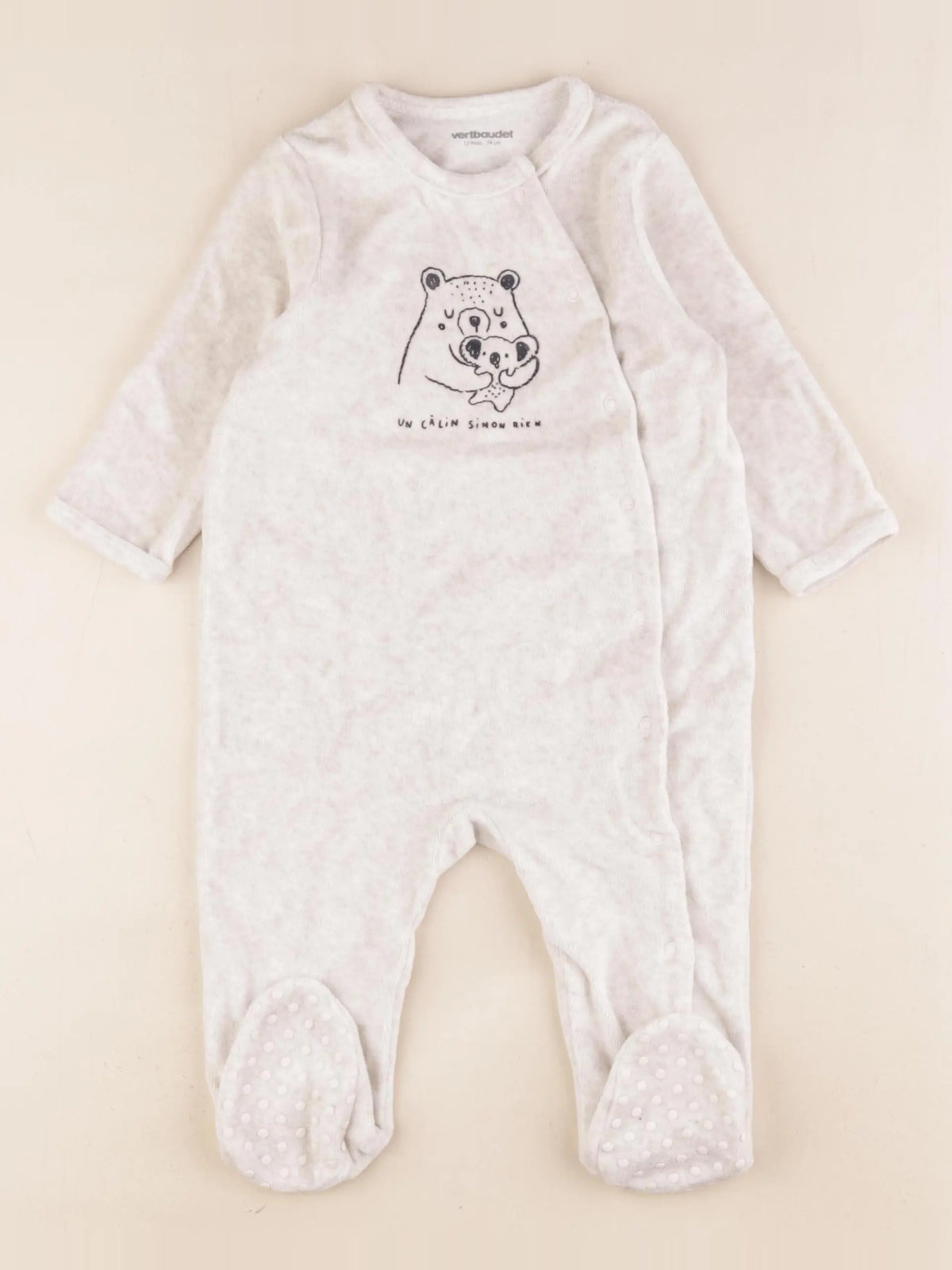 Vertbaudet - pyjama velours beige - 12 mois