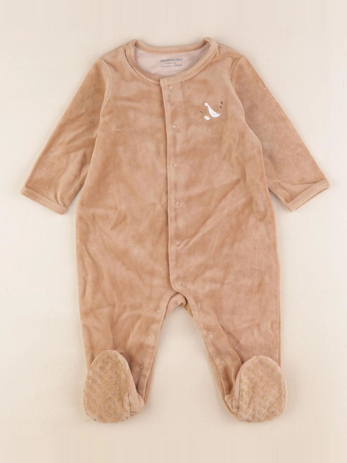Vertbaudet - pyjama velours marron - 12 mois
