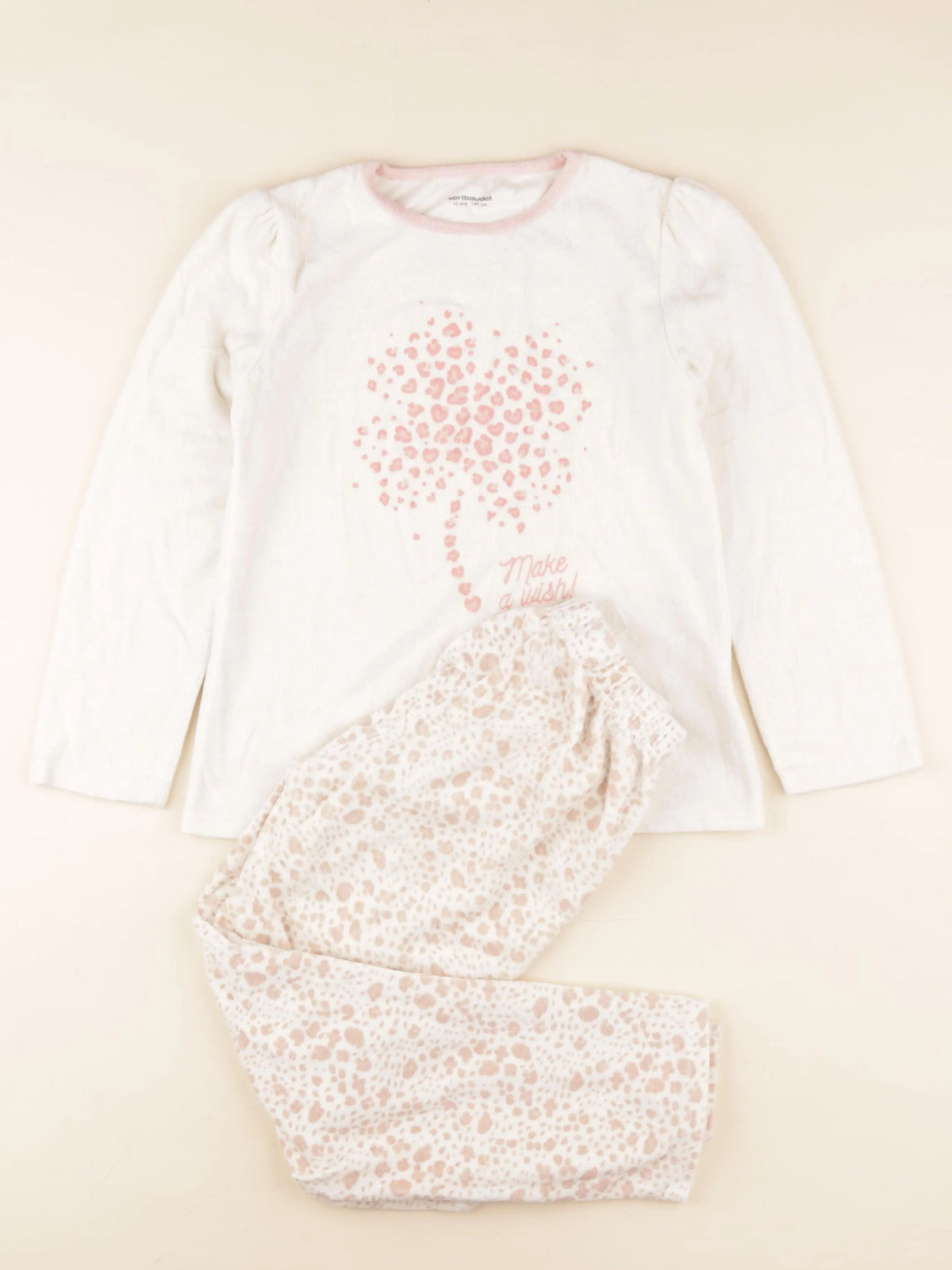 Vertbaudet - pyjama velours beige - 10 ans