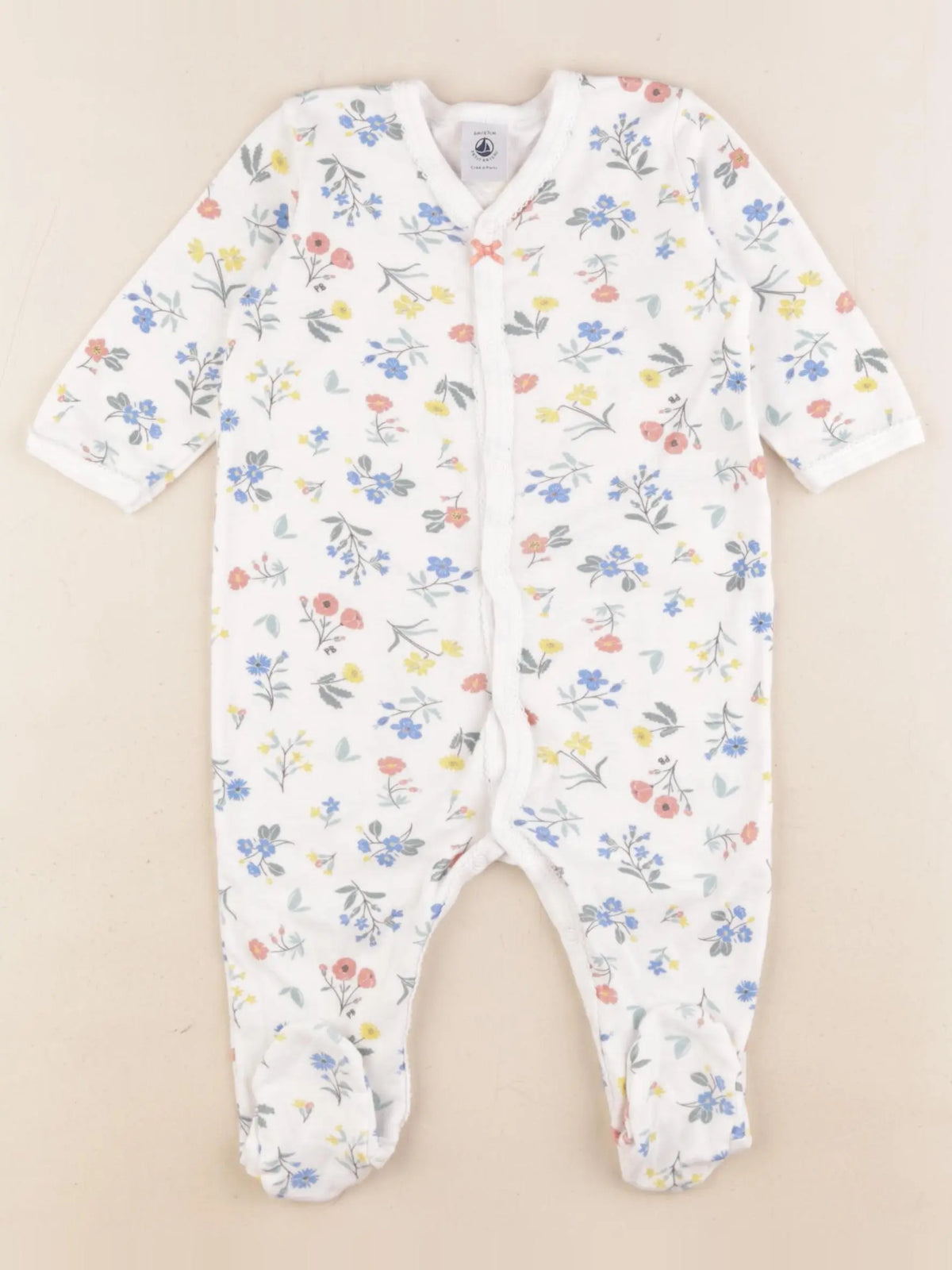 Petit Bateau - pyjama coton blanc - 6 mois