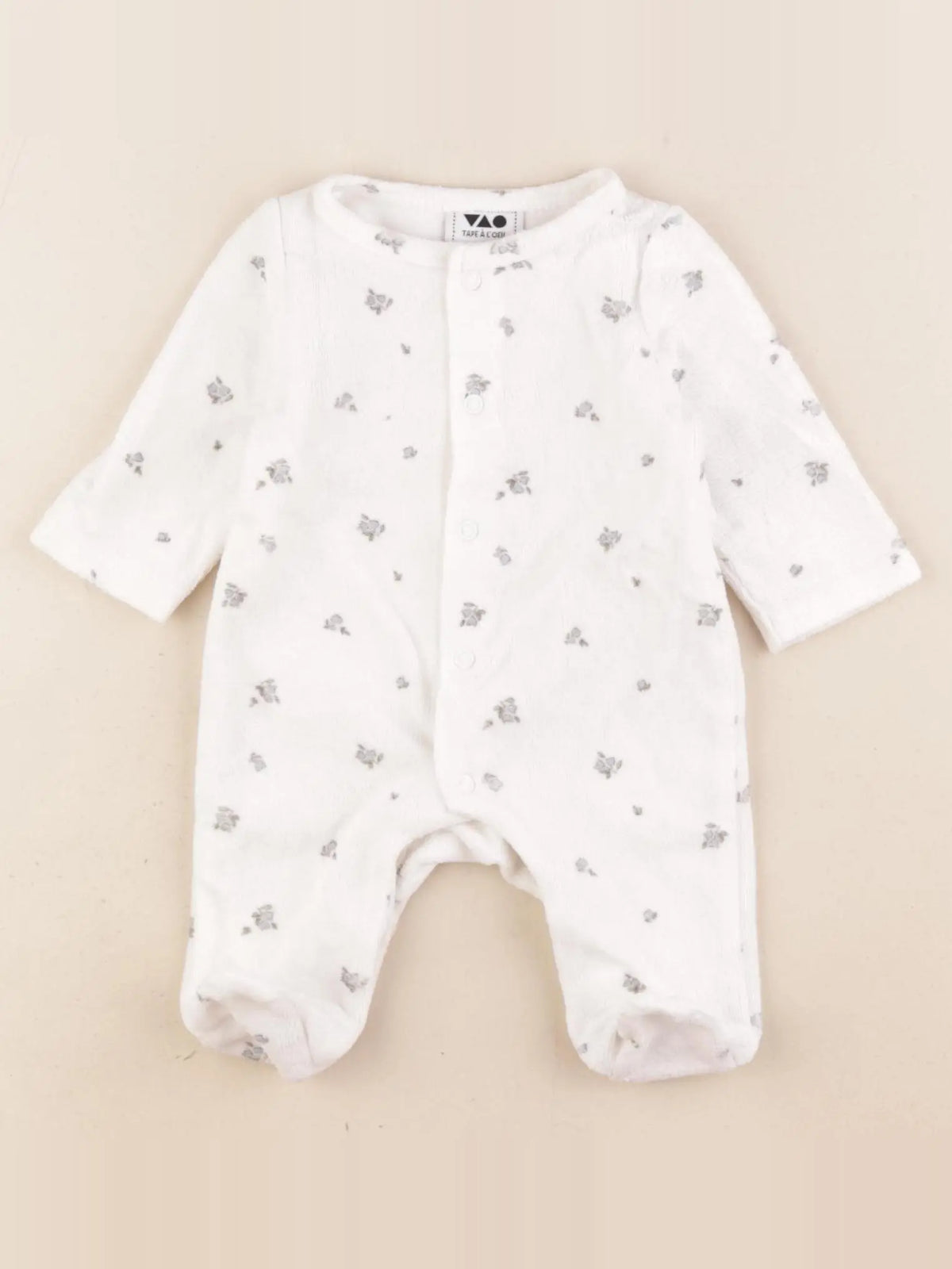 Tape à l'oeil - pyjama velours blanc - 0 mois