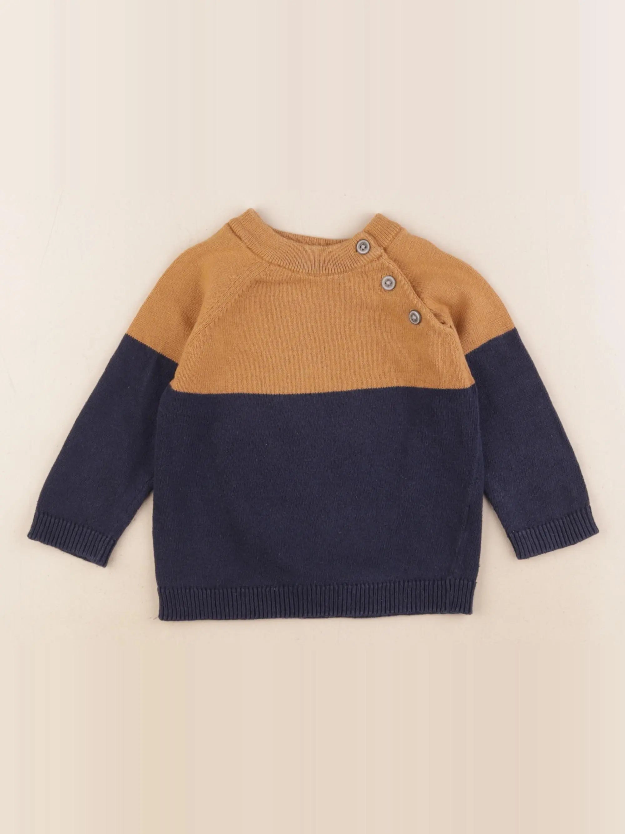 Vertbaudet - pull marron, bleu - 18 mois