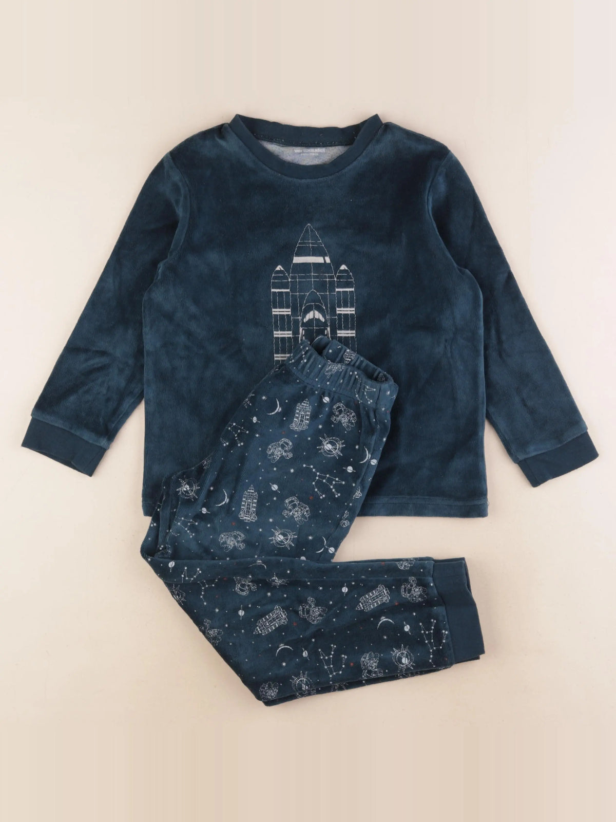 Vertbaudet - pyjama velours bleu - 6 ans