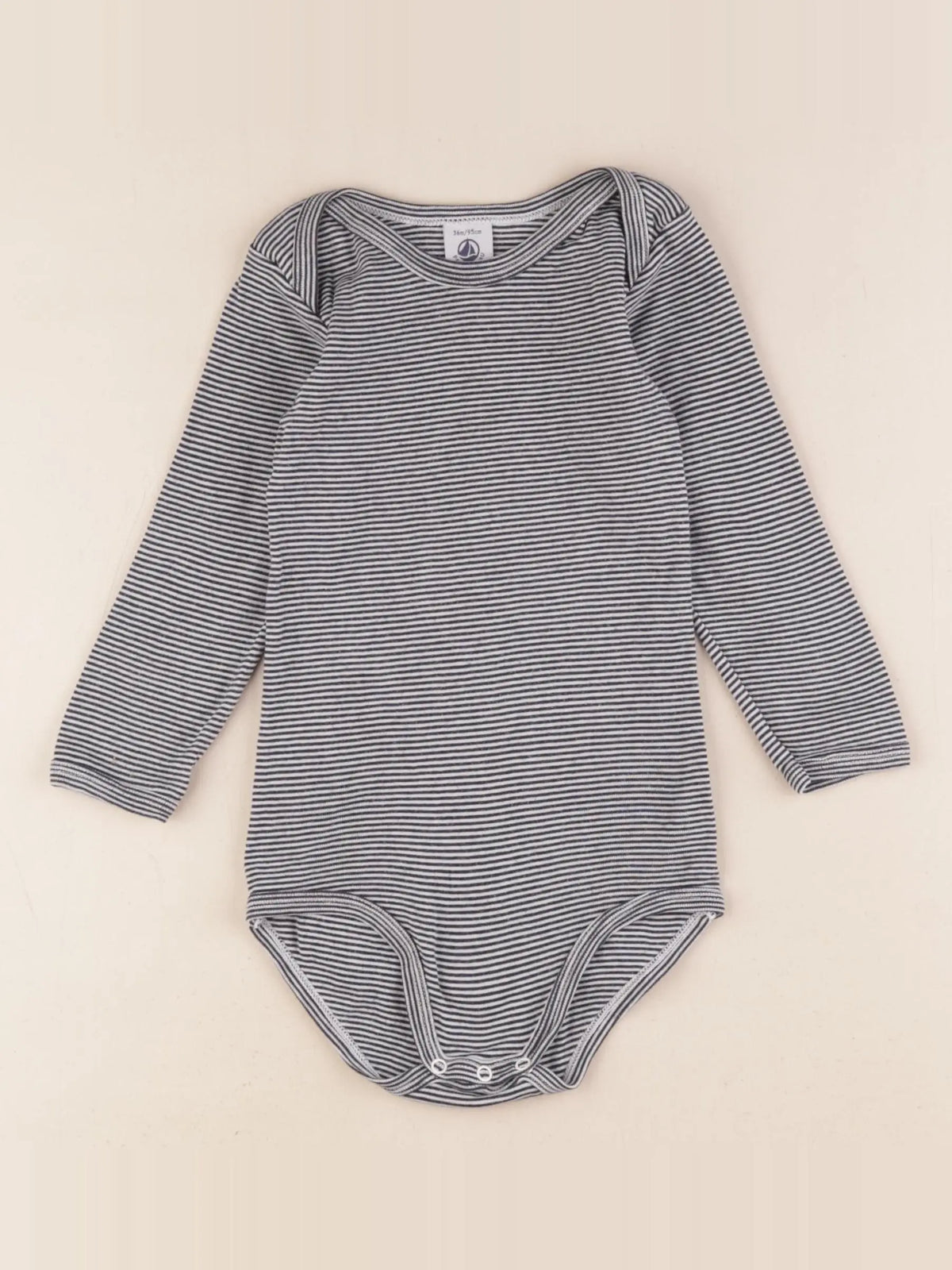 Petit Bateau - body blanc, bleu - 36 mois
