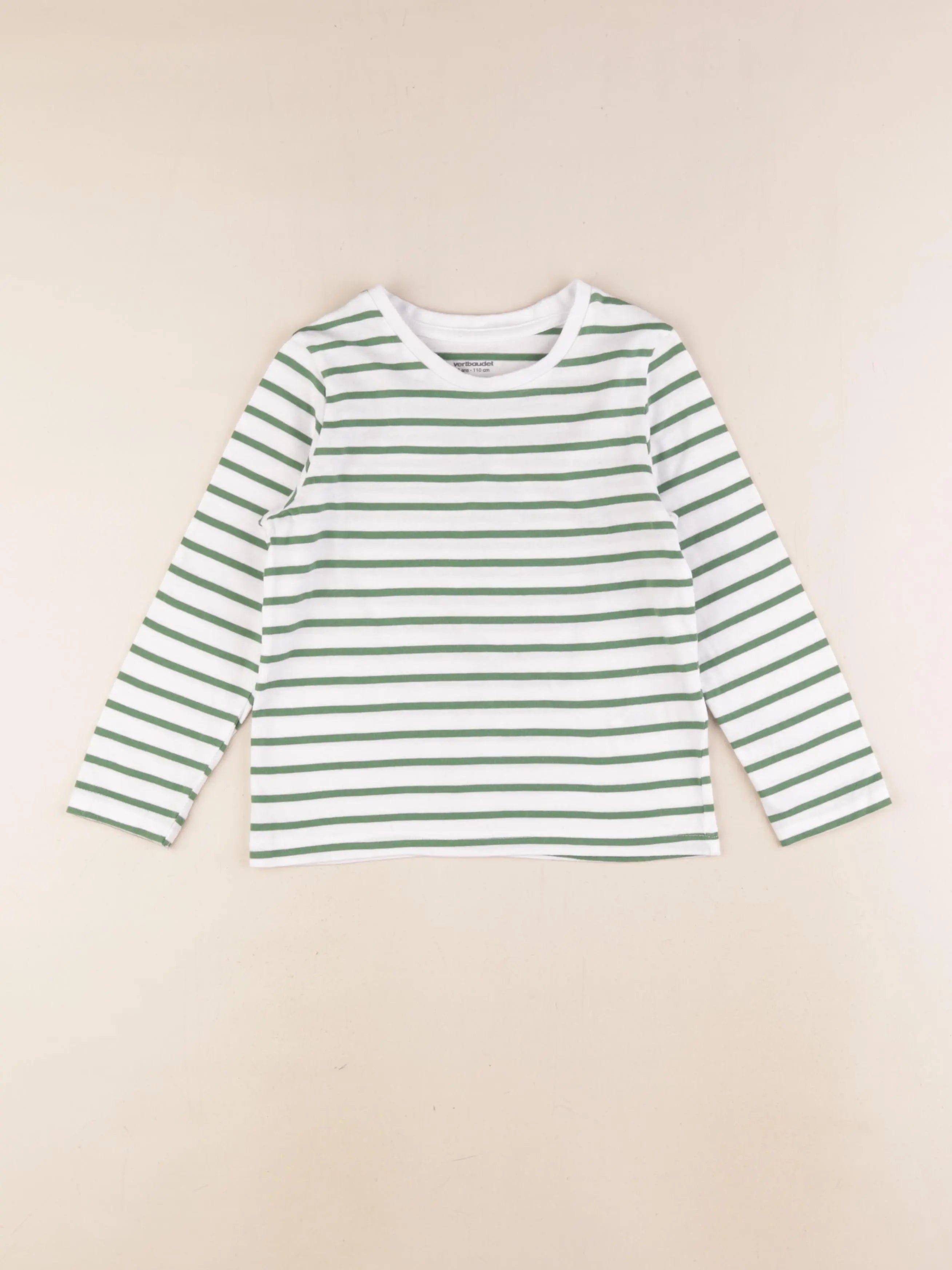 Vertbaudet - tee-shirt blanc, vert - 5 ans