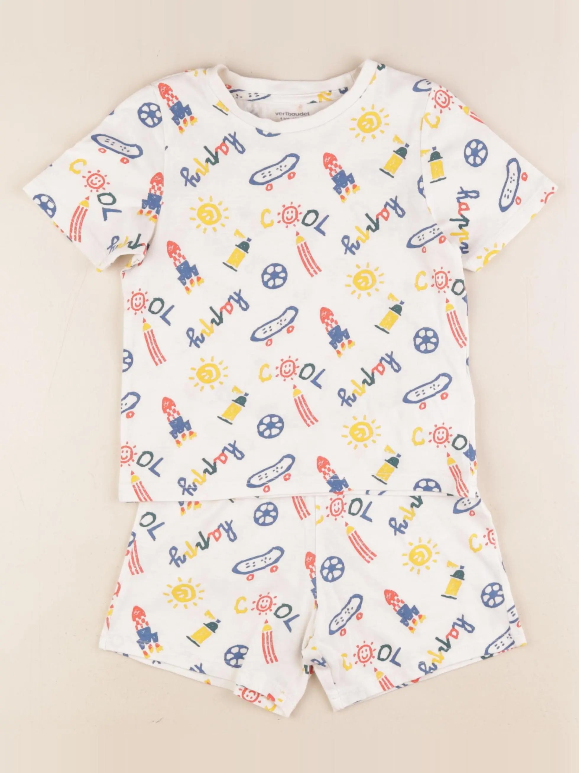 Vertbaudet - pyjama coton beige - 4 ans