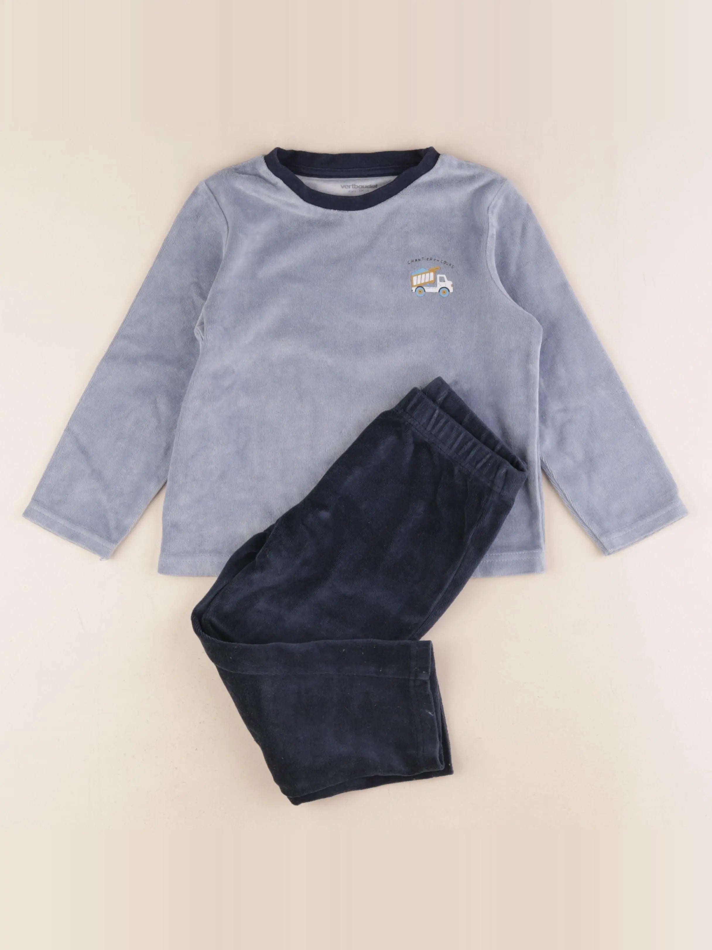 Vertbaudet - pyjama velours bleu - 4 ans