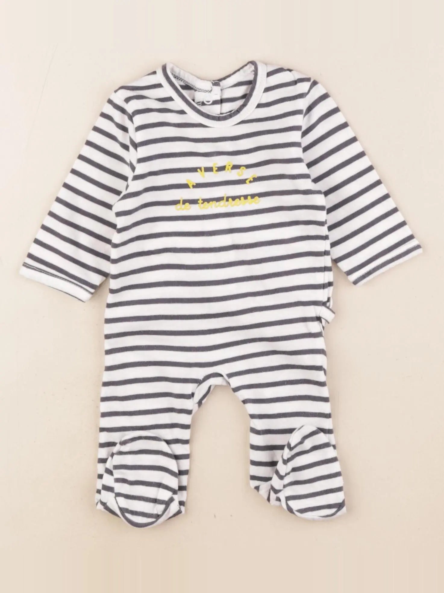 Vertbaudet - pyjama coton bleu, blanc - 1 mois