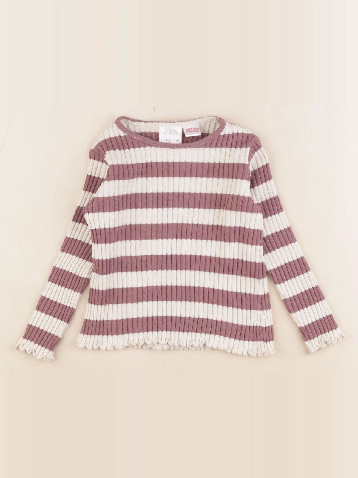 Zara - tee-shirt beige, violet - 2/3 ans