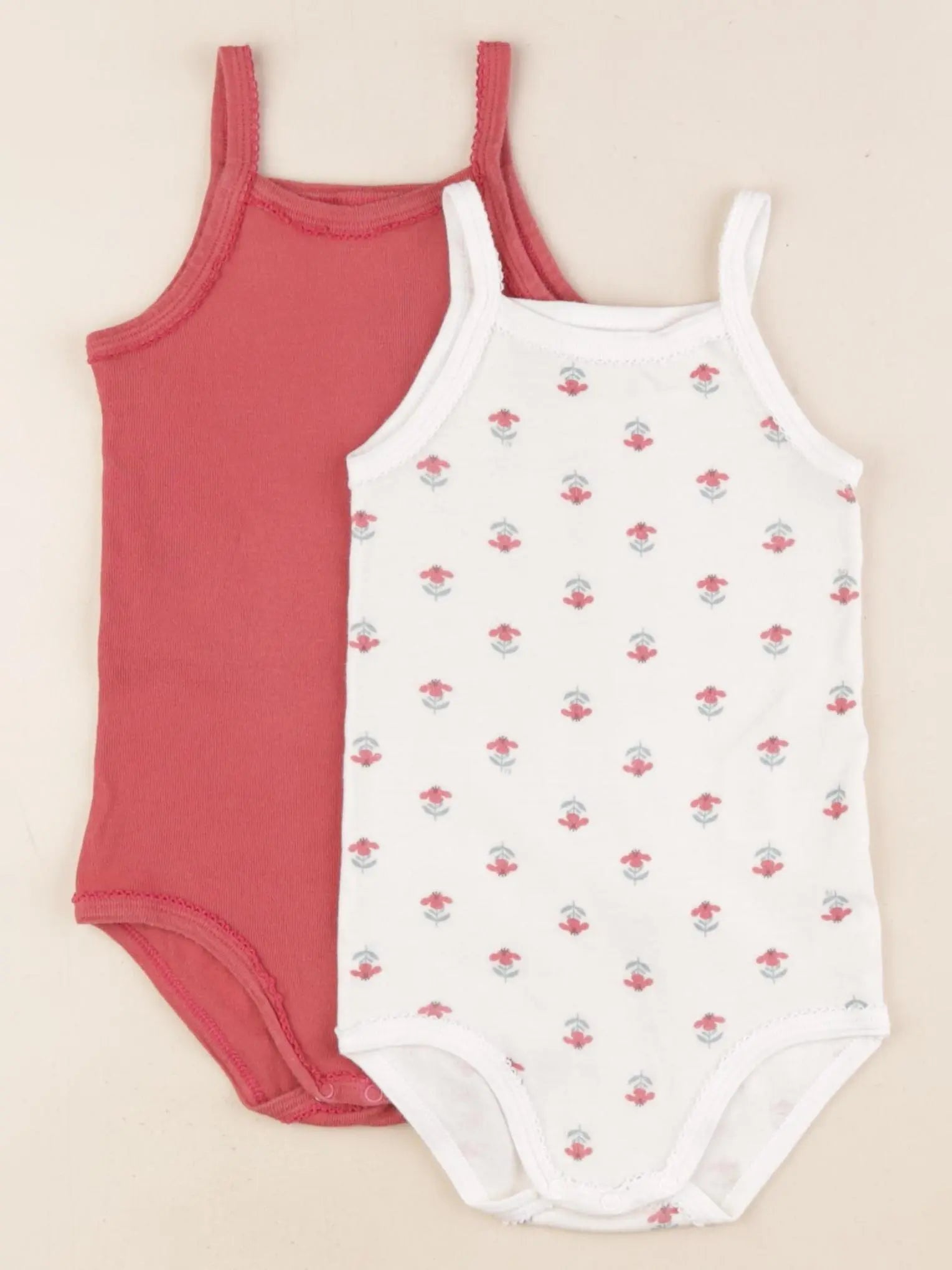Petit Bateau - lot de 2 bodies en coton blanc, rouge - 24 mois