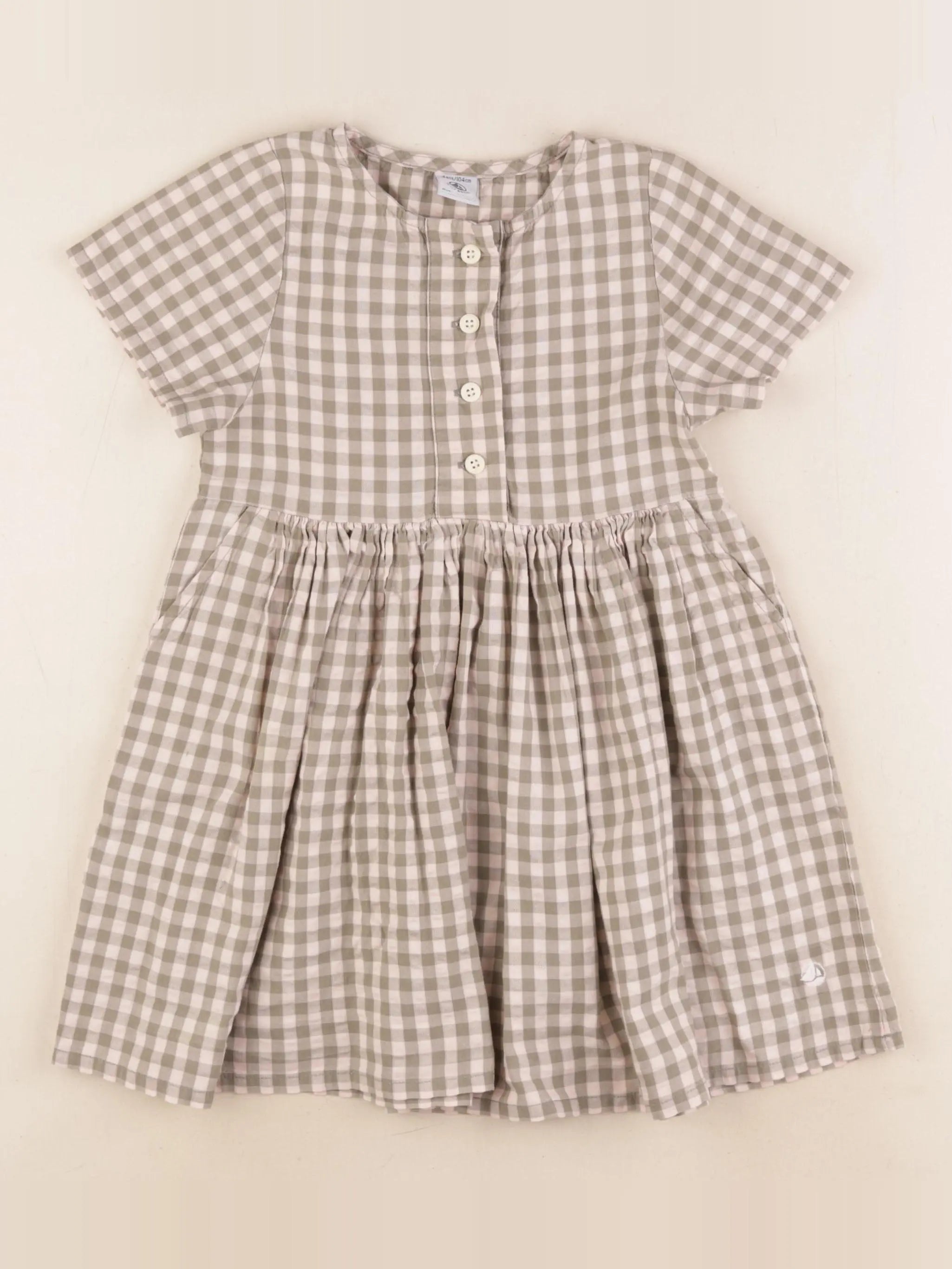 Petit Bateau - robe vert, rose - 4 ans