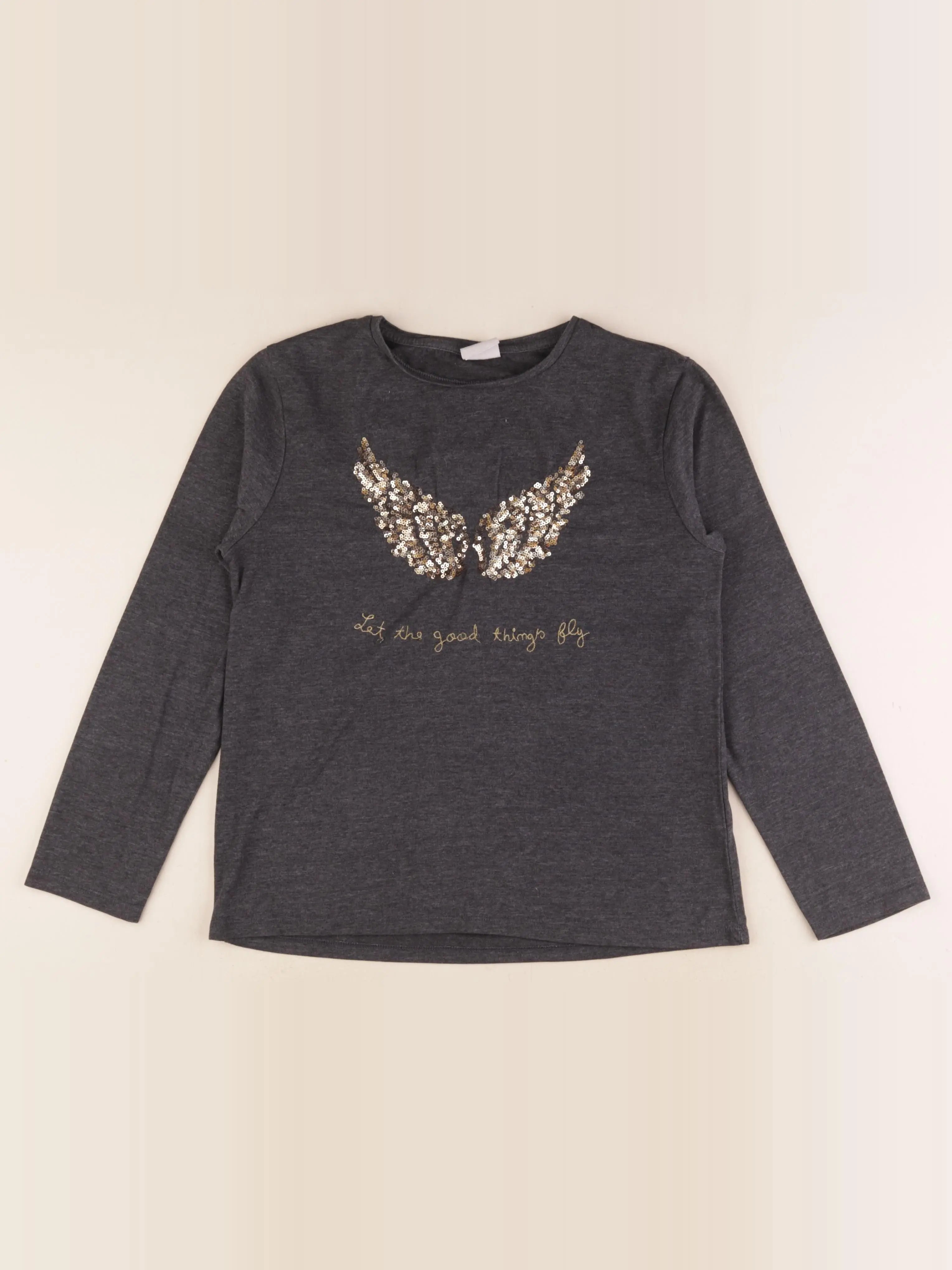 Zara - tee-shirt gris, or - 11/12 ans