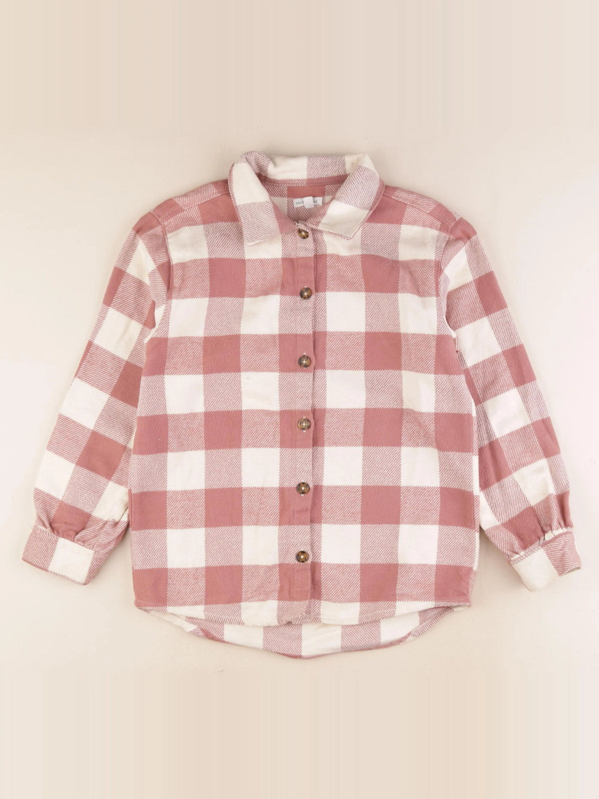 Vertbaudet - chemise rose, beige - 12 ans