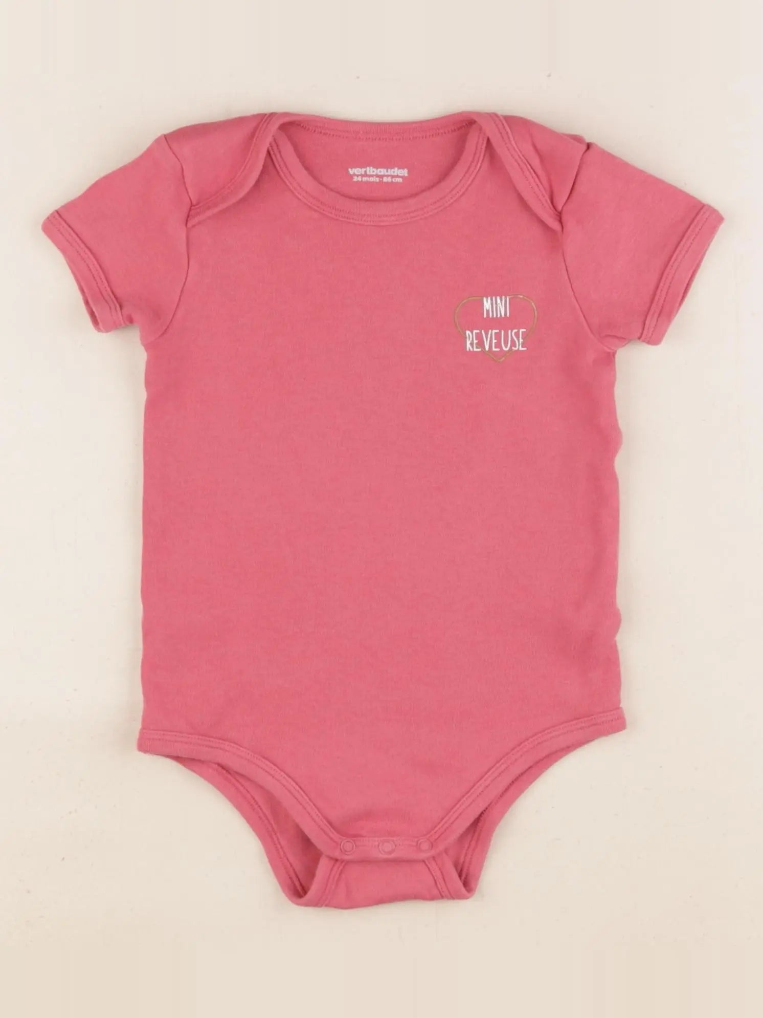 Vertbaudet - body rose - 24 mois