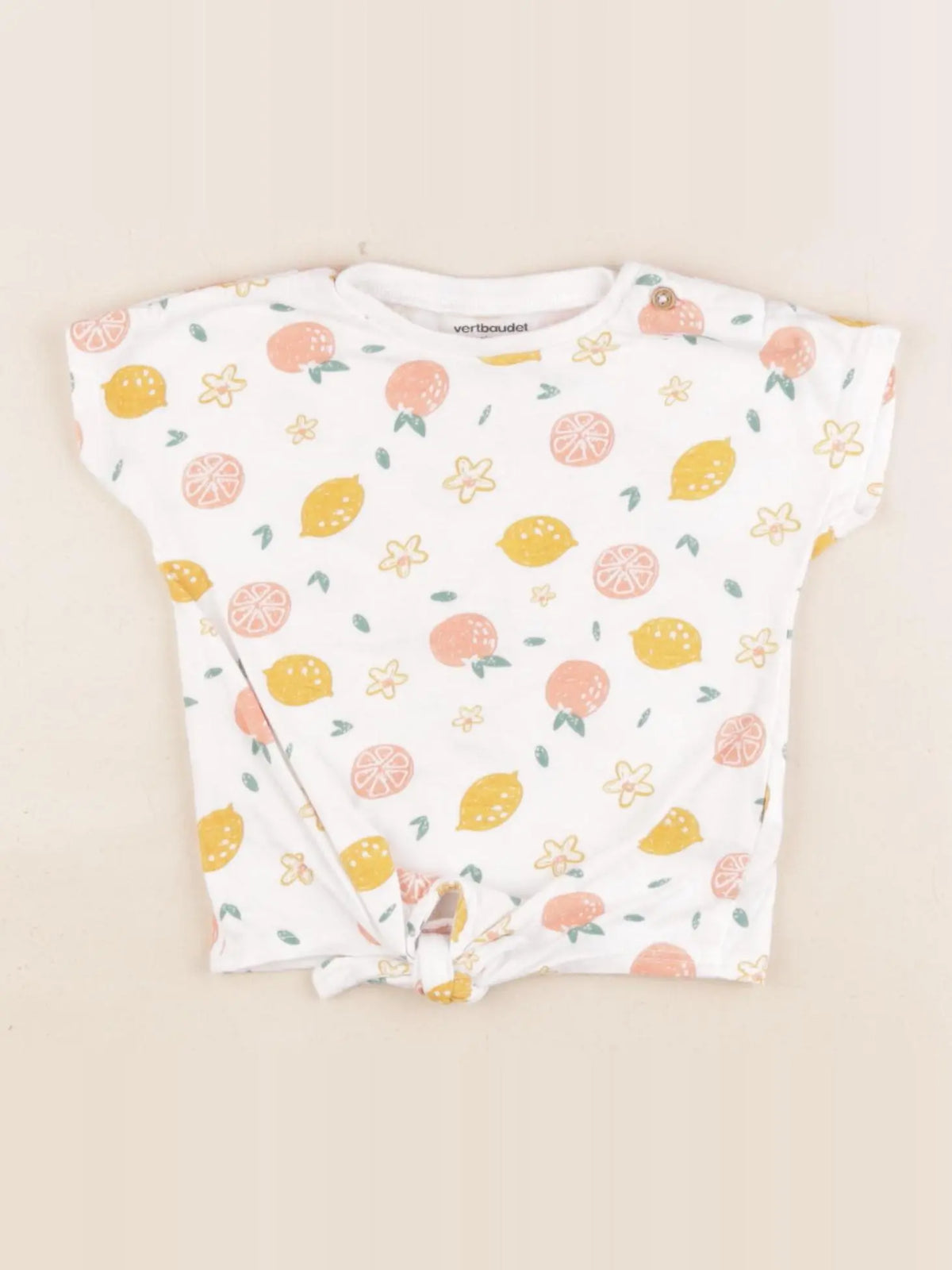 Vertbaudet - tee-shirt blanc, jaune - 9 mois