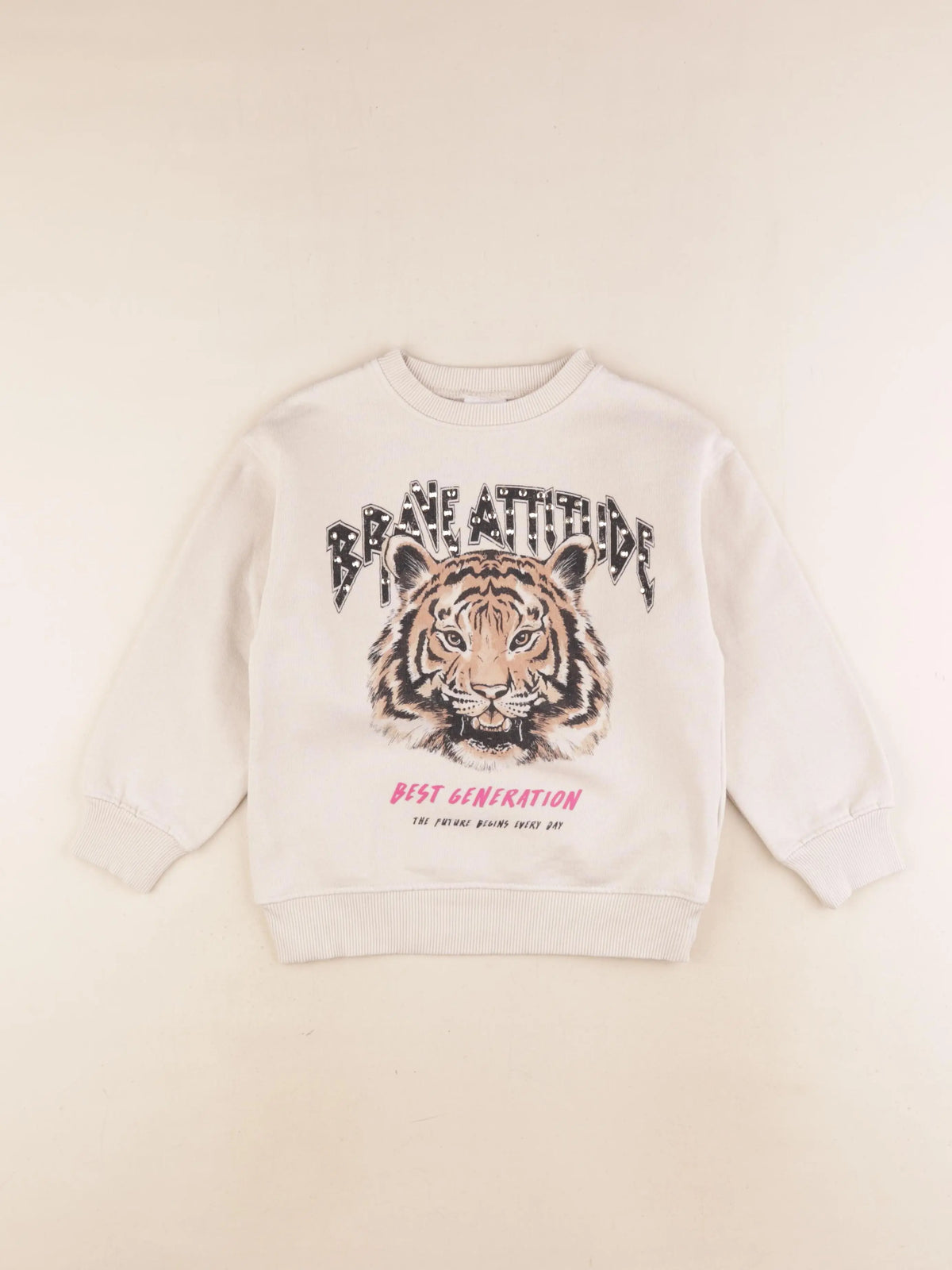 Zara - sweat beige - 8/9 ans