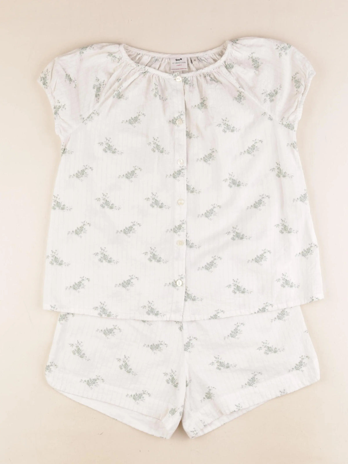 Cyrillus - pyjama coton blanc, vert - 10 ans