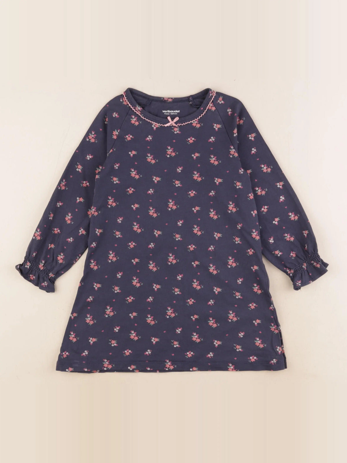 Vertbaudet - chemise de nuit coton bleu - 4 ans