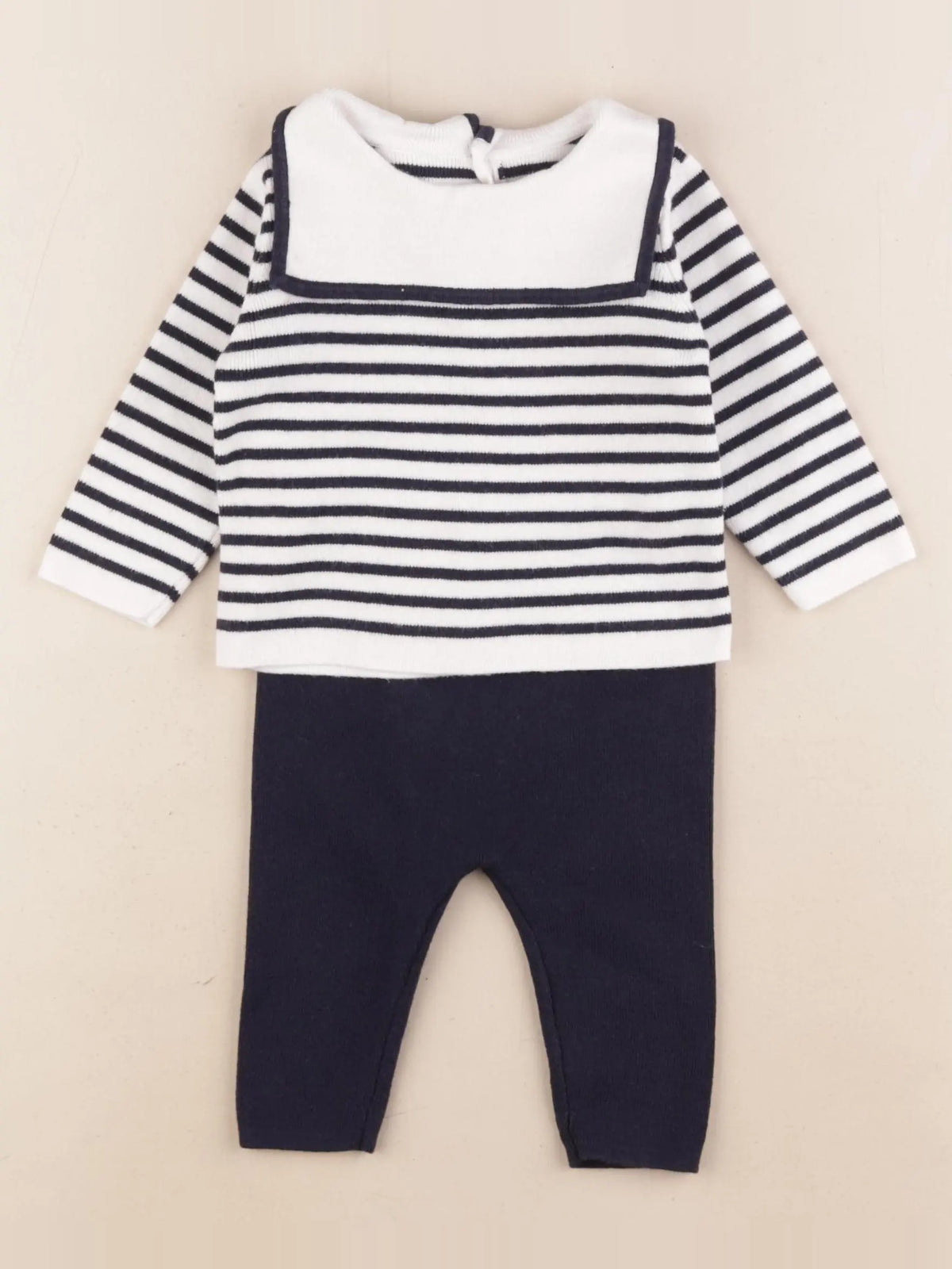 Jacadi - ensemble blanc, bleu - 6 mois