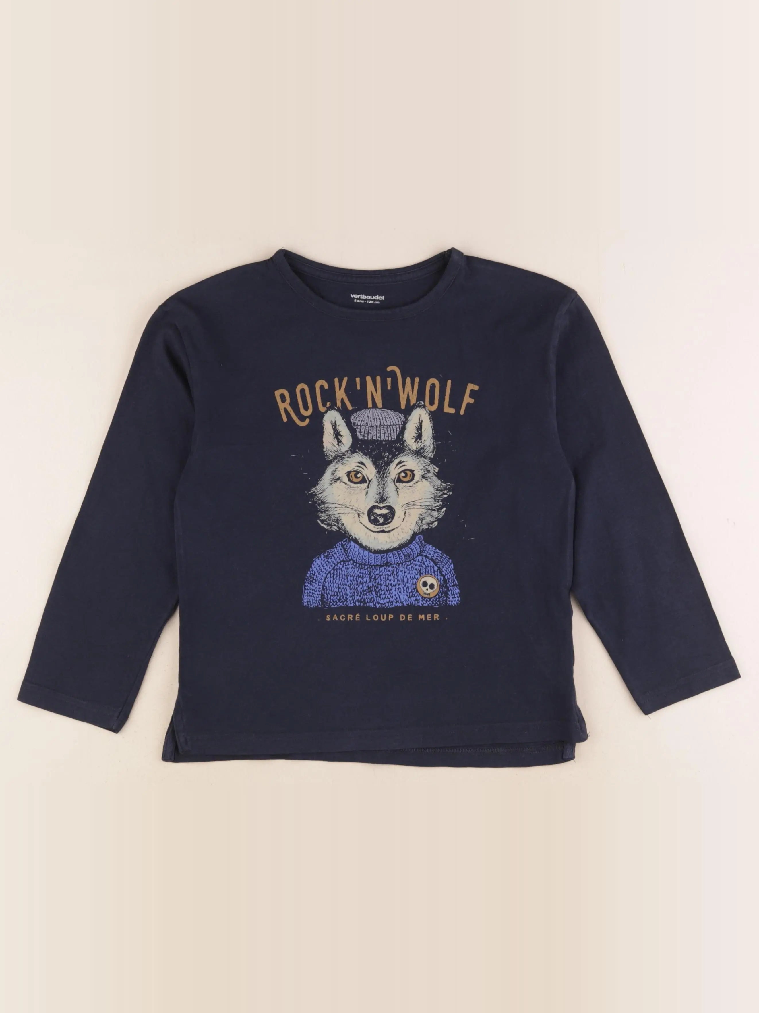 Vertbaudet - tee-shirt bleu - 8 ans