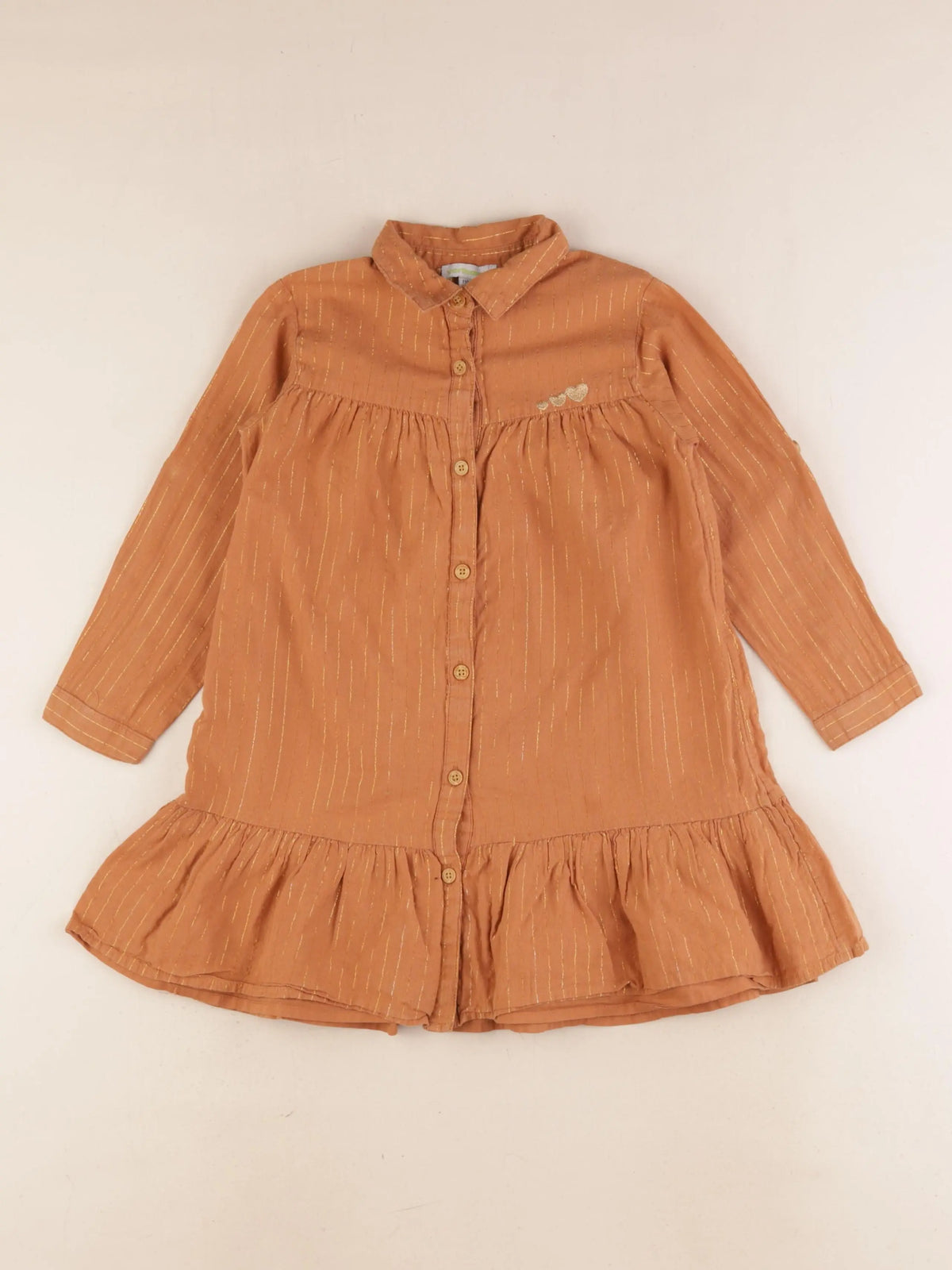 Vertbaudet - robe marron, or - 4 ans