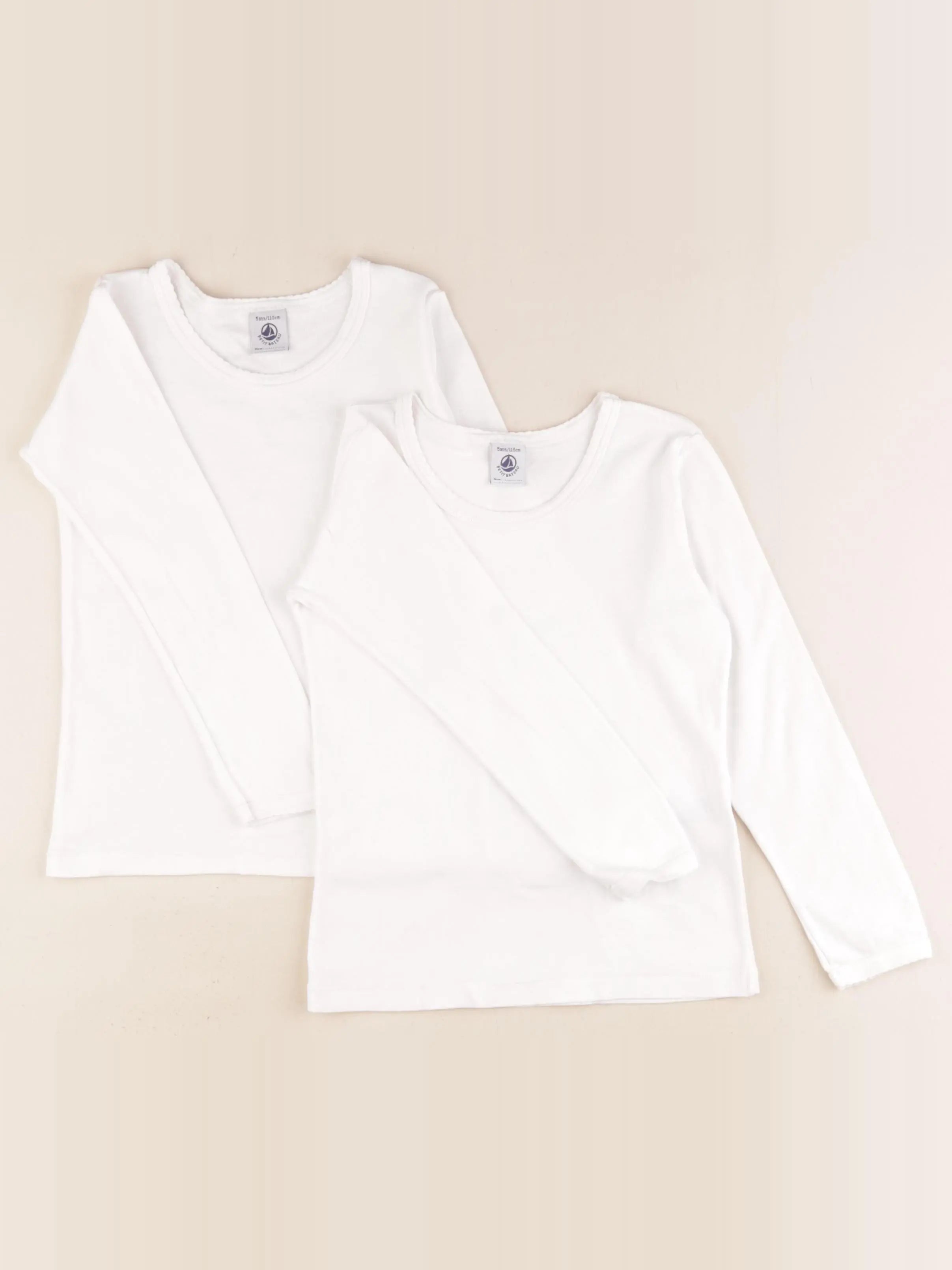 Petit Bateau - lot de 2 maillots de corps blanc - 5 ans