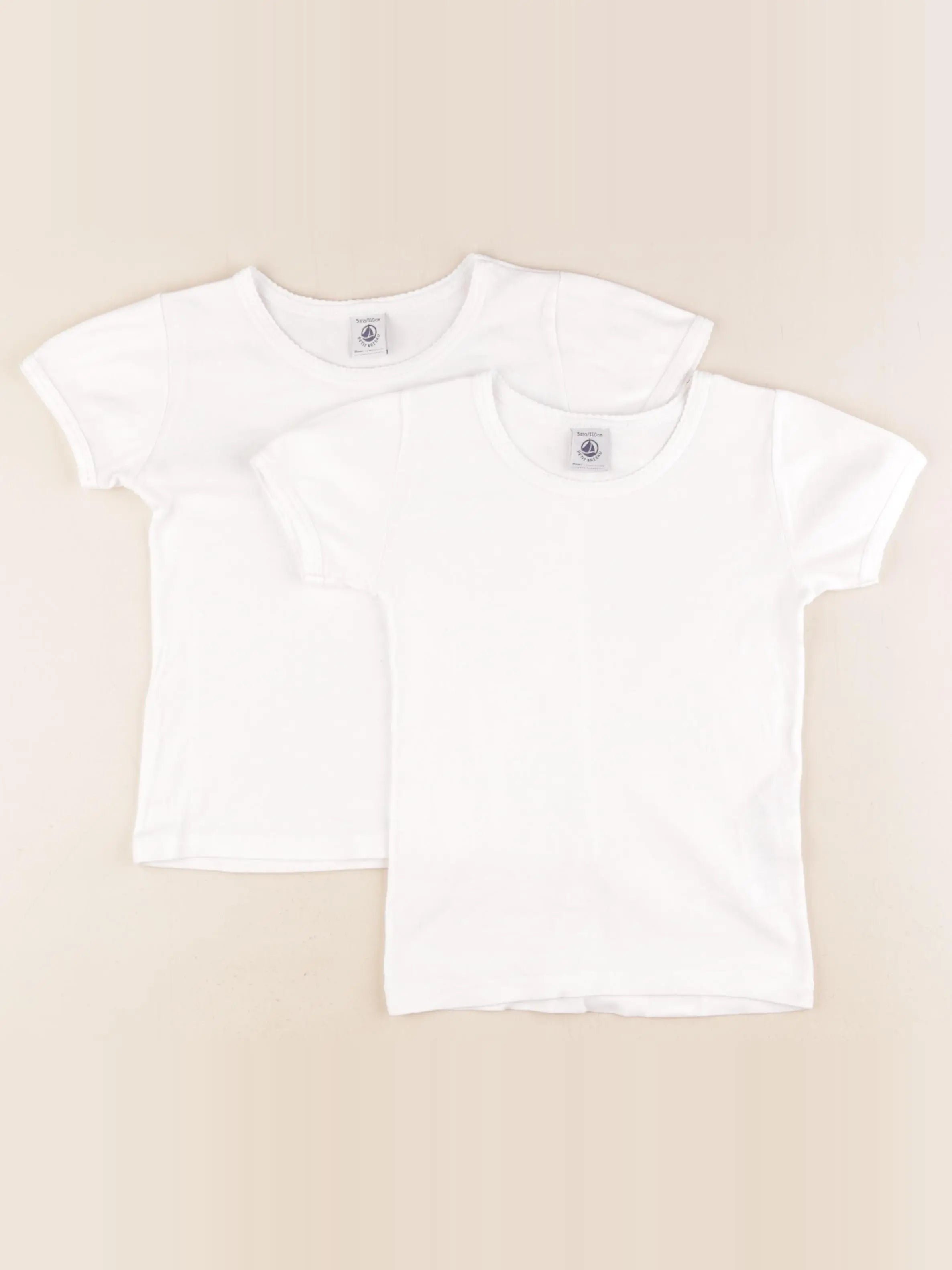 Petit Bateau - lot de 2 maillots de corps blanc - 5 ans