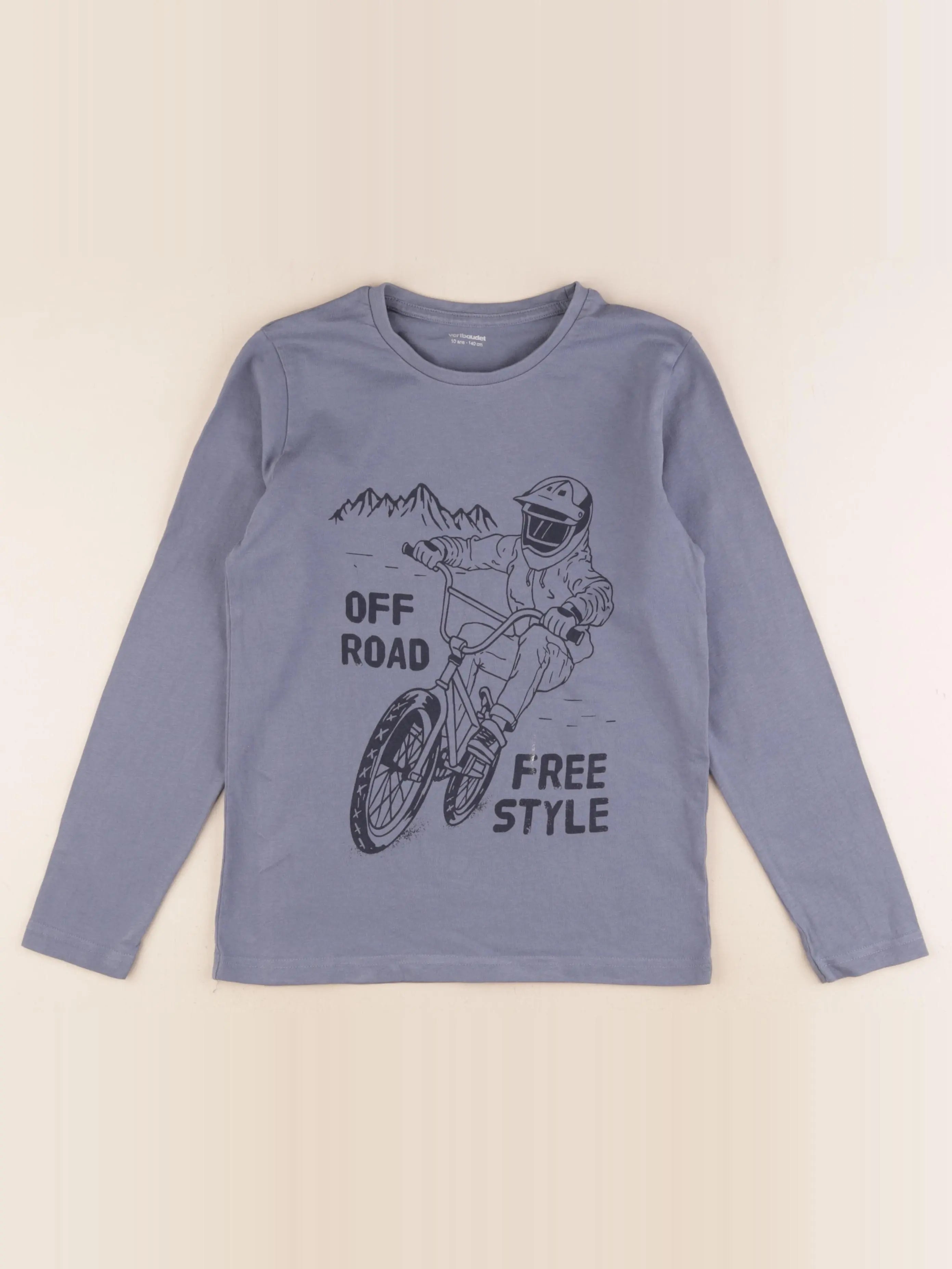 Vertbaudet - tee-shirt bleu - 10 ans