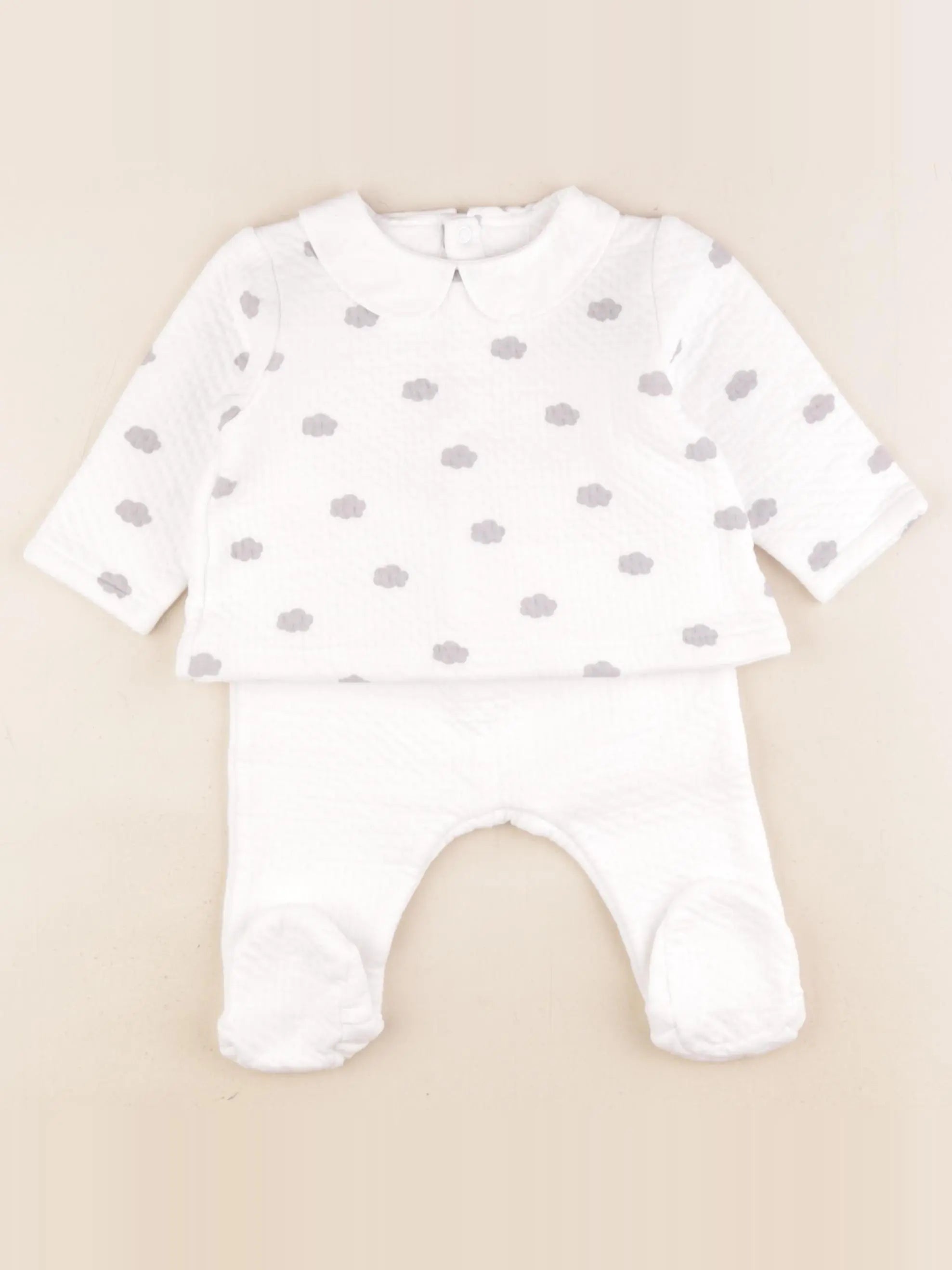 Jacadi - pyjama coton blanc, gris - 1 an