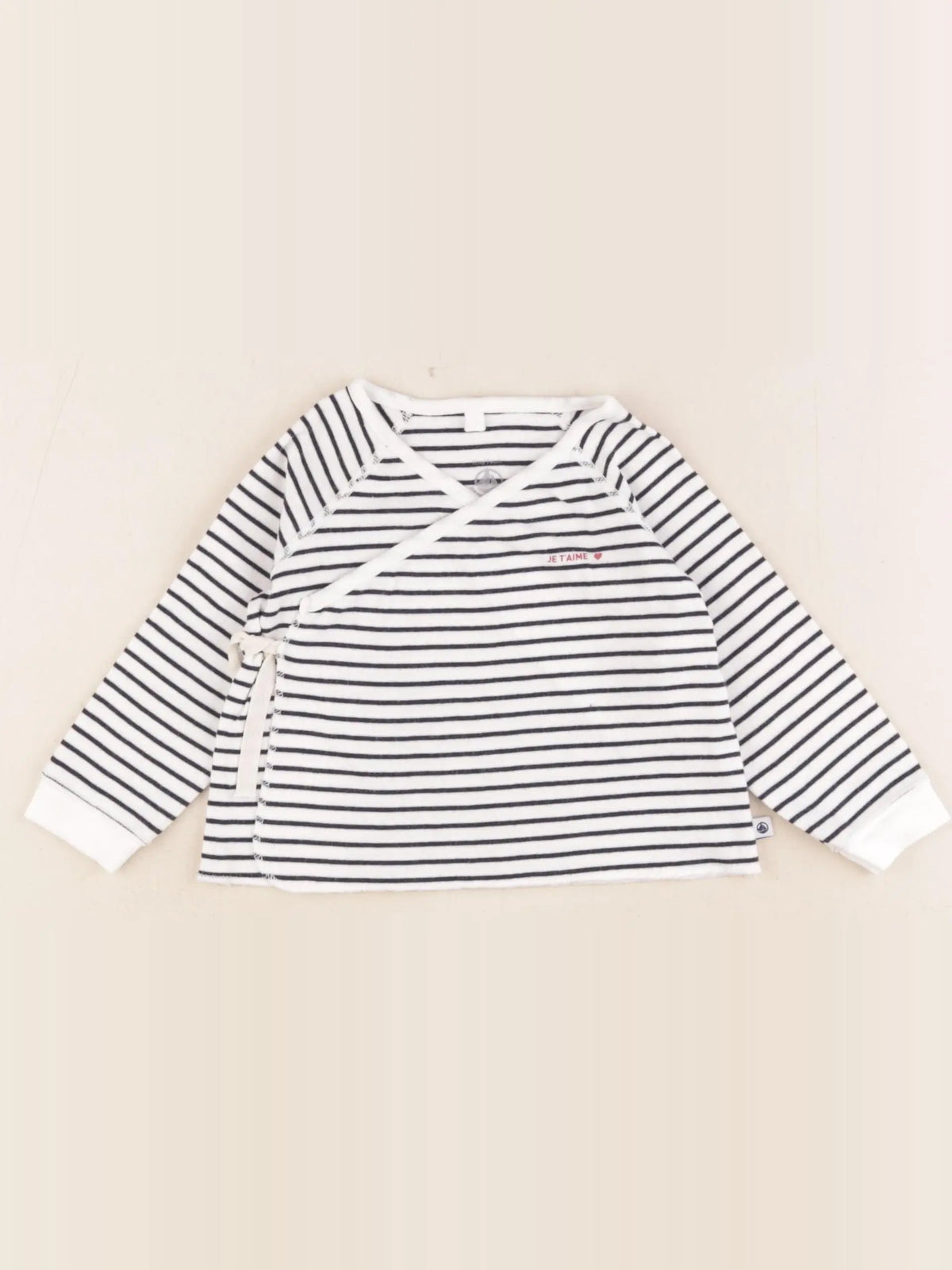 Petit Bateau - tee-shirt blanc, bleu - 12 mois